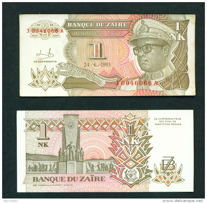 ZAIRE  -  24/06/1993  1 New Zaire  Circulated Banknote  (Clean With No Major Folds Or Creases) - Zaire