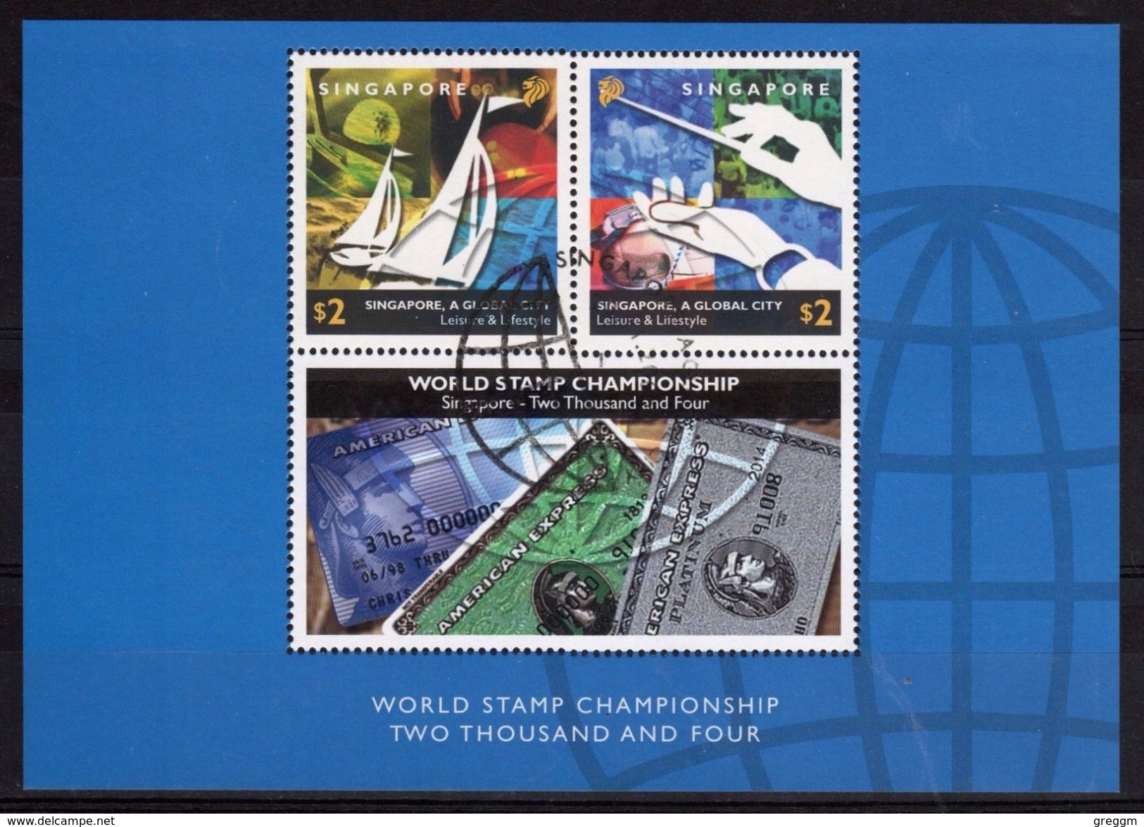 Singapore Mini Sheet To Celebrate World Stamp Championships 2004 - American Express. - Singapore (1959-...)