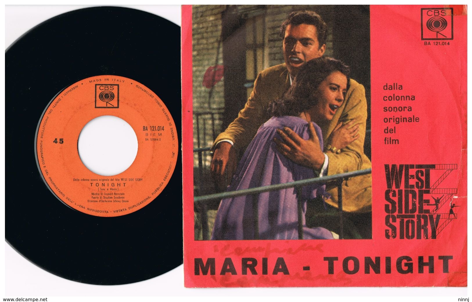 7 - Italia  - 45 Giri - Maria Tonight - West Side Story - Maria - Collections Complètes