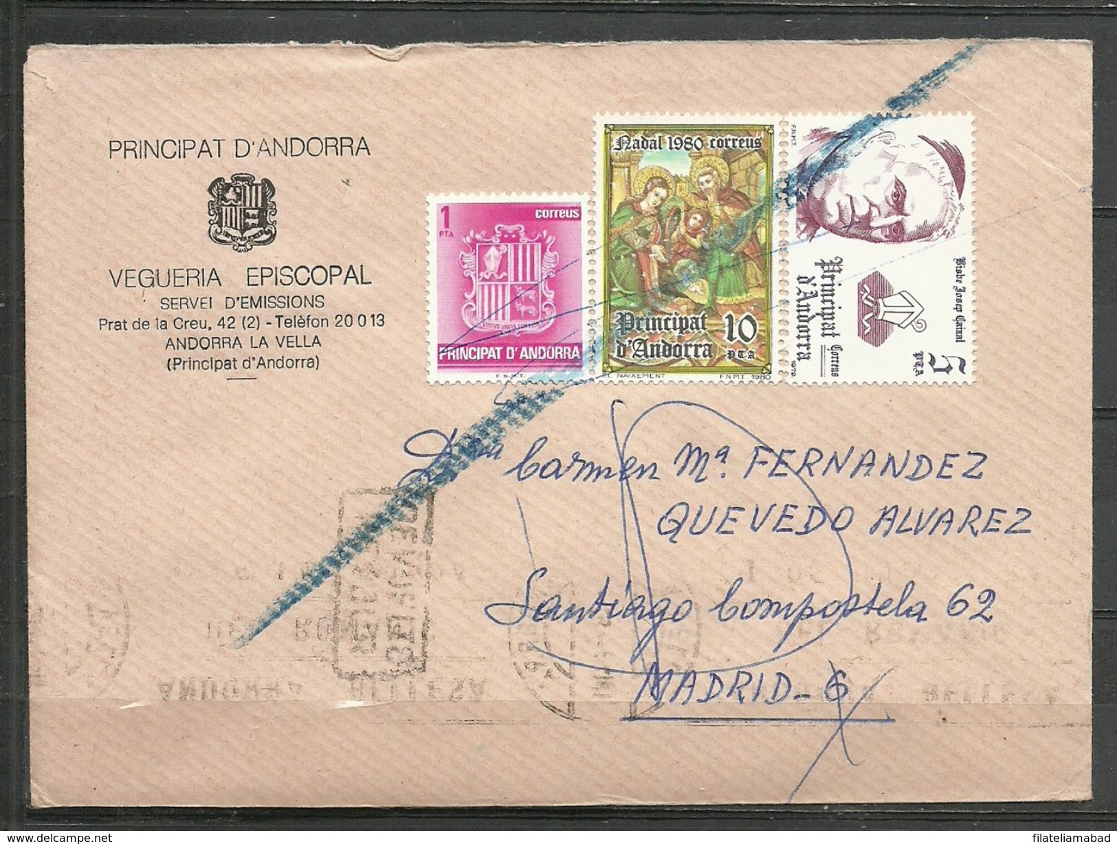 ANDORRA CARTA CIRCULADA VEGUERIA EPISCOPAL ENTIDAD QUE YA NO EXISTE. (B.1. 2.C.10.17) - Episcopal Viguerie