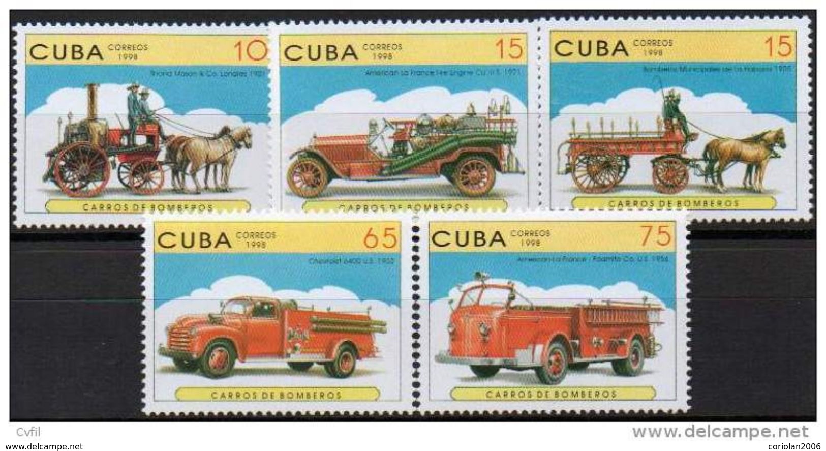 CUBA 1998 - Véhicules De Pompiers Anciens - 5v - Sonstige (Land)