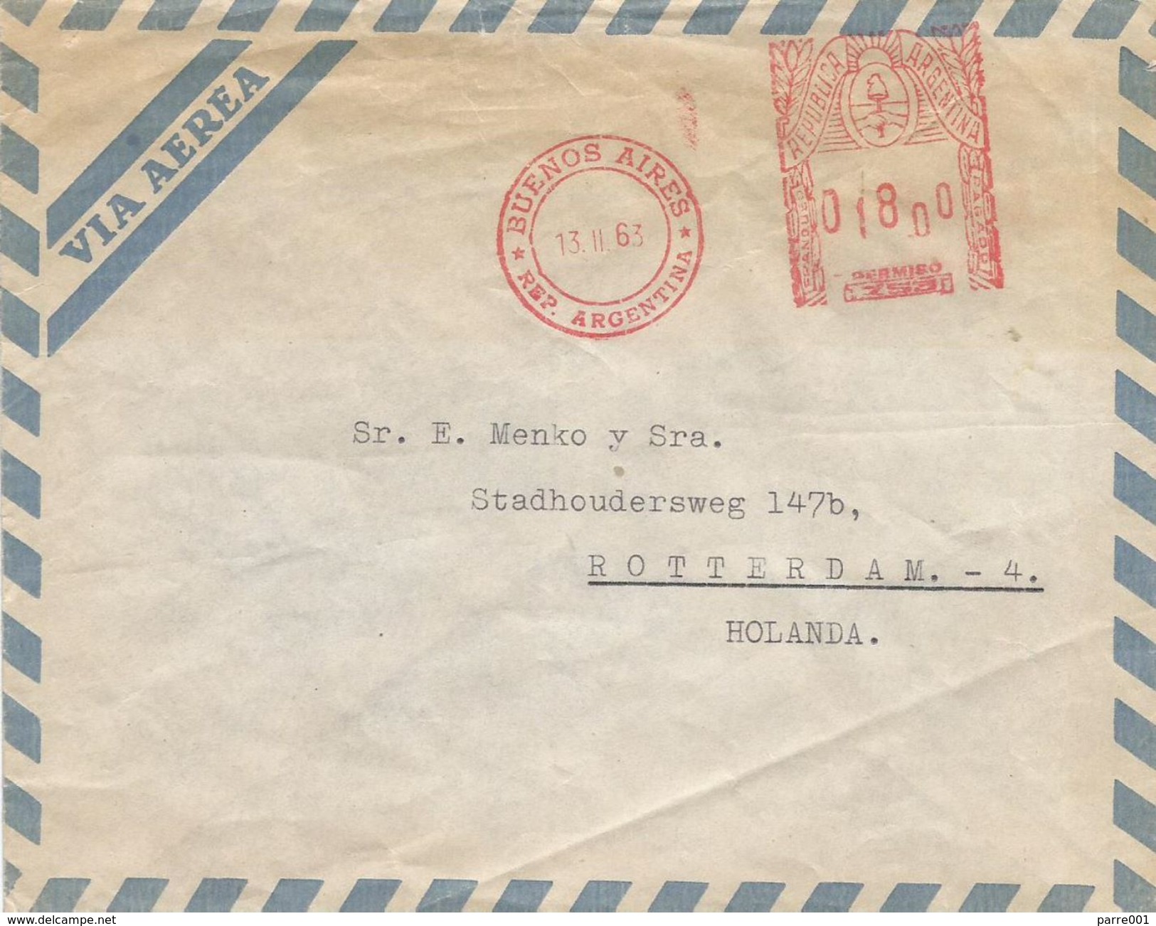 Argentina 1963 Buenos Aires Meter Franking Hasler “F88” 153 EMA Cover - Brieven En Documenten