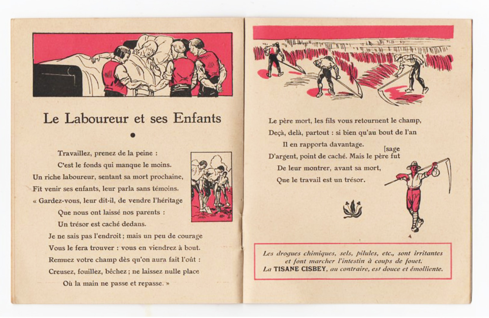 Tisane CISBEY > LIVRET " Quelques Fables De La Fontaine",16 Pages Illustrées, Publicité Tisane CISBEY - Alimentaire