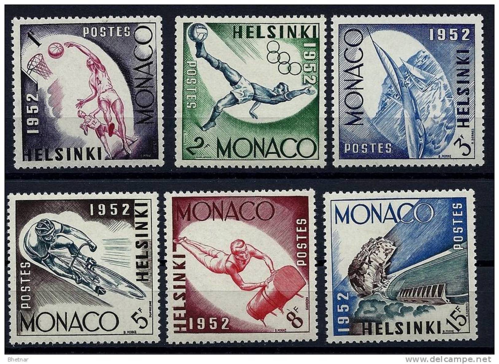 Monaco YT 386 à 391  "Jeux Olympiques D'Helsinski " 1953 Neuf* - Unused Stamps