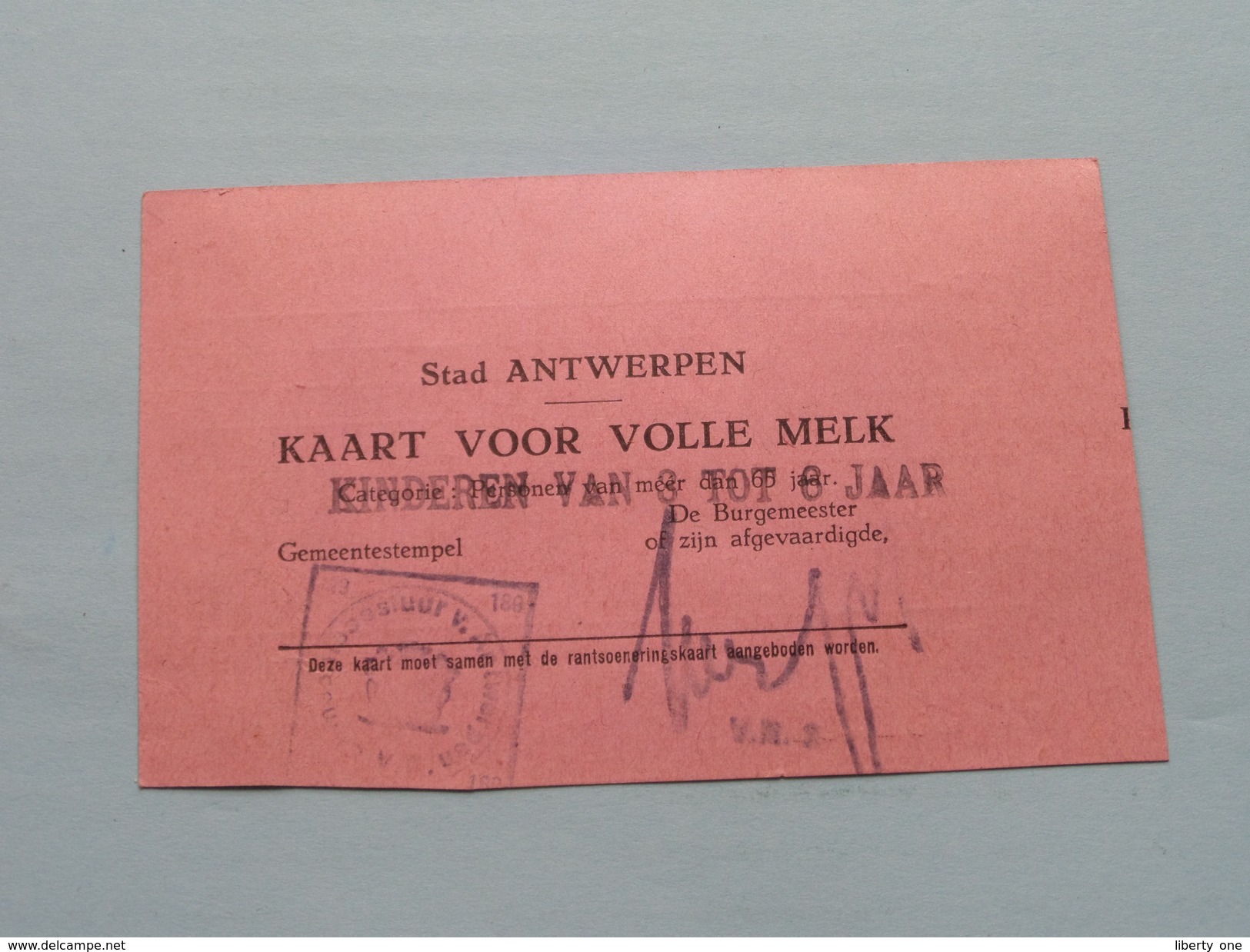 Kaart Voor VOLLE MELK / RANTSOENERINGSKAART > Antwerpen ( Zie Foto's Voor Detail AUB ) ! - Gebührenstempel, Impoststempel