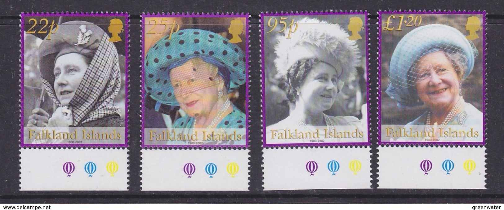 Falkland Islands 2002 Queen Mother 4v  (+margin) ** Mnh (37019B) - Falklandeilanden