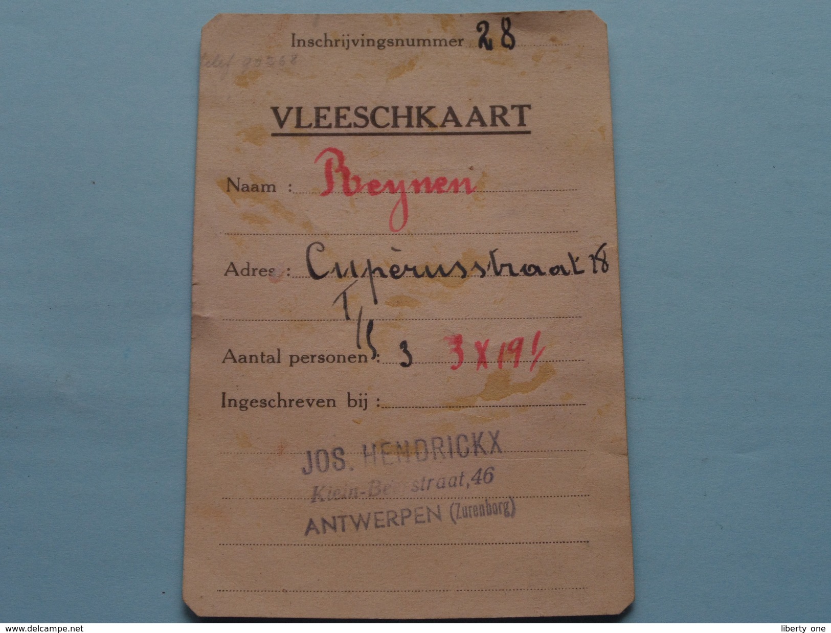 VLEESCHKAART Rantsoeneering > Antwerpen ( Zie Foto's Voor Detail AUB ) ! - Gebührenstempel, Impoststempel