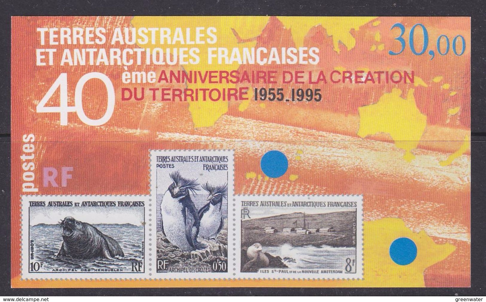 TAAF 1995 40ème Anniversaire De La Creation Du Territoire M/s ** Mnh (37020) - Blocks & Sheetlets