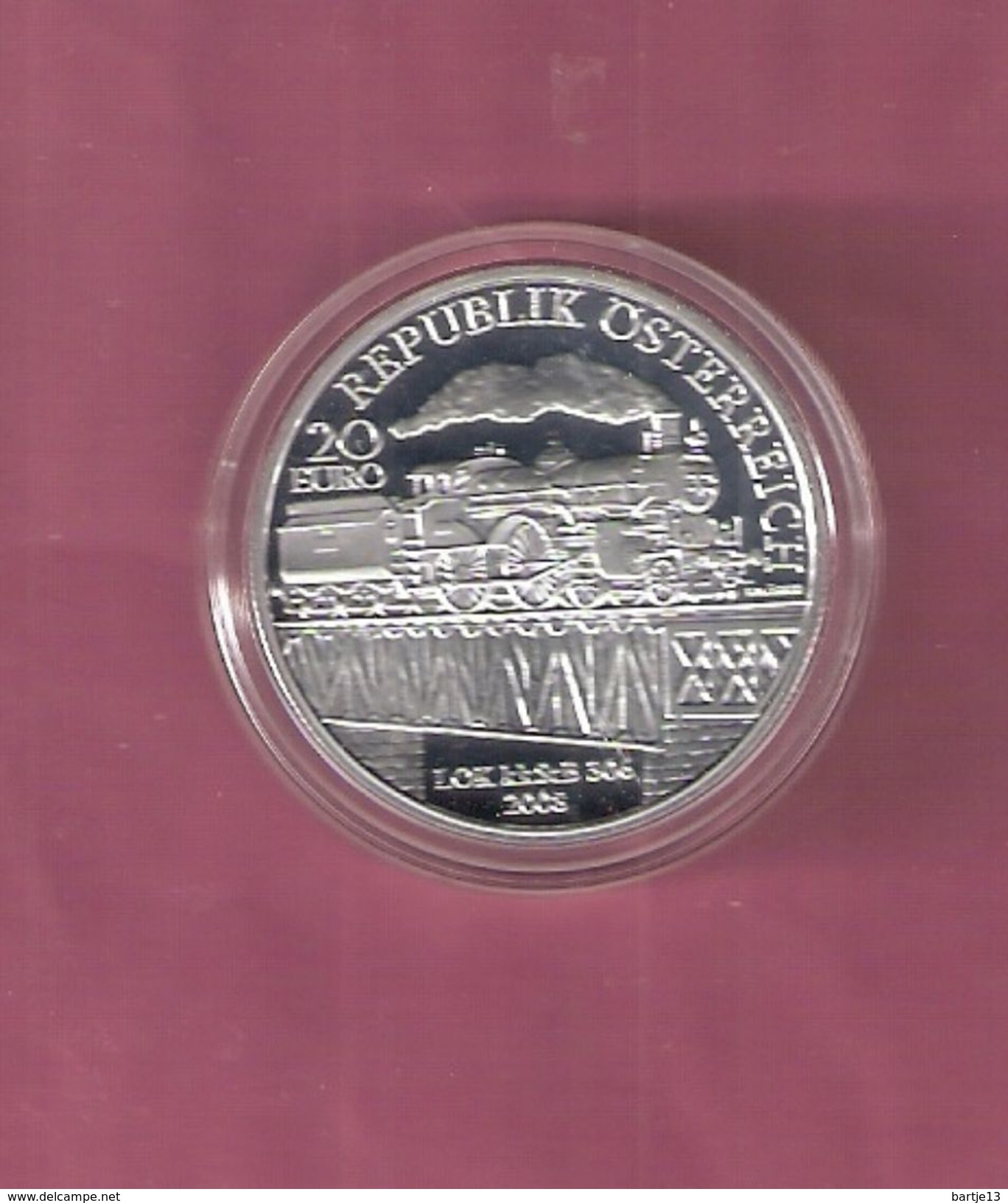 OOSTENRIJK 20 EURO 2008 SILVER PROOF SOUTHERN RAILWAYS TRAIN - SPOTS ONLY ON CAPSEL - Autriche