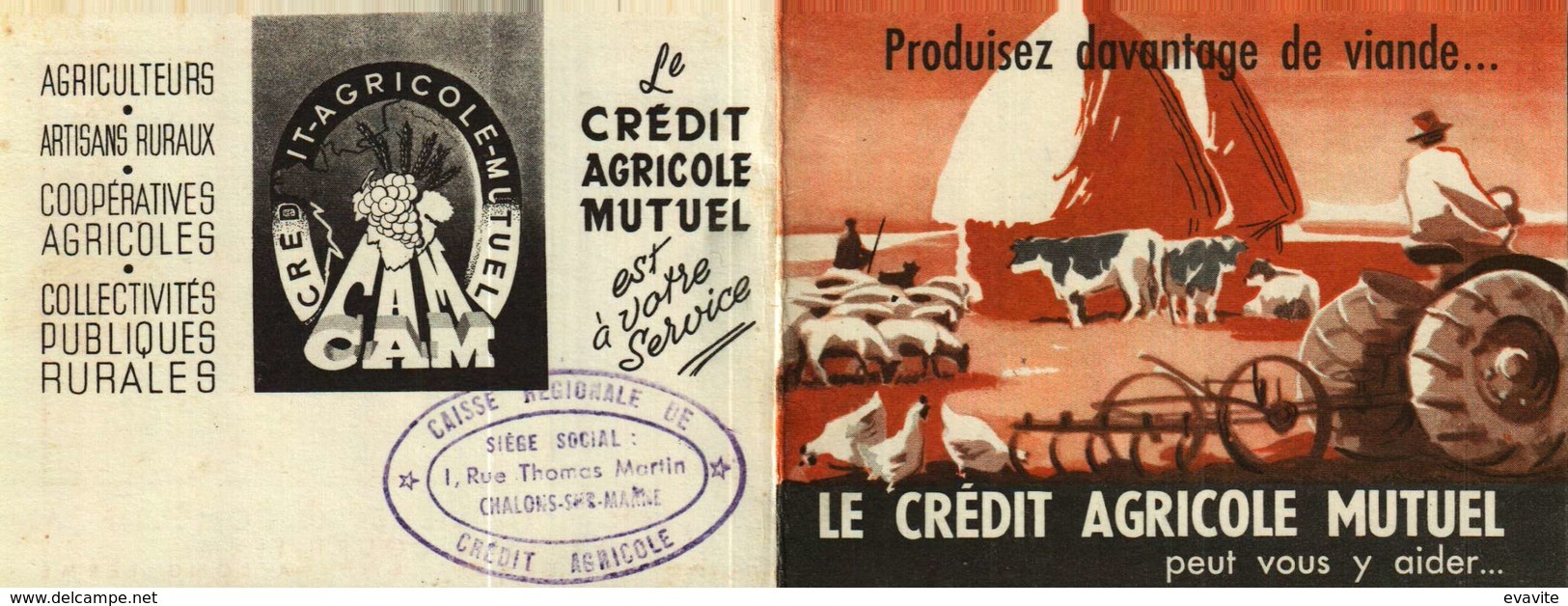 Petit Calendrier 1958 - Le Crédit Agricole Mutuel  Cachet De Châlons-sur-Marne - Recto-verso - Petit Format : 1941-60