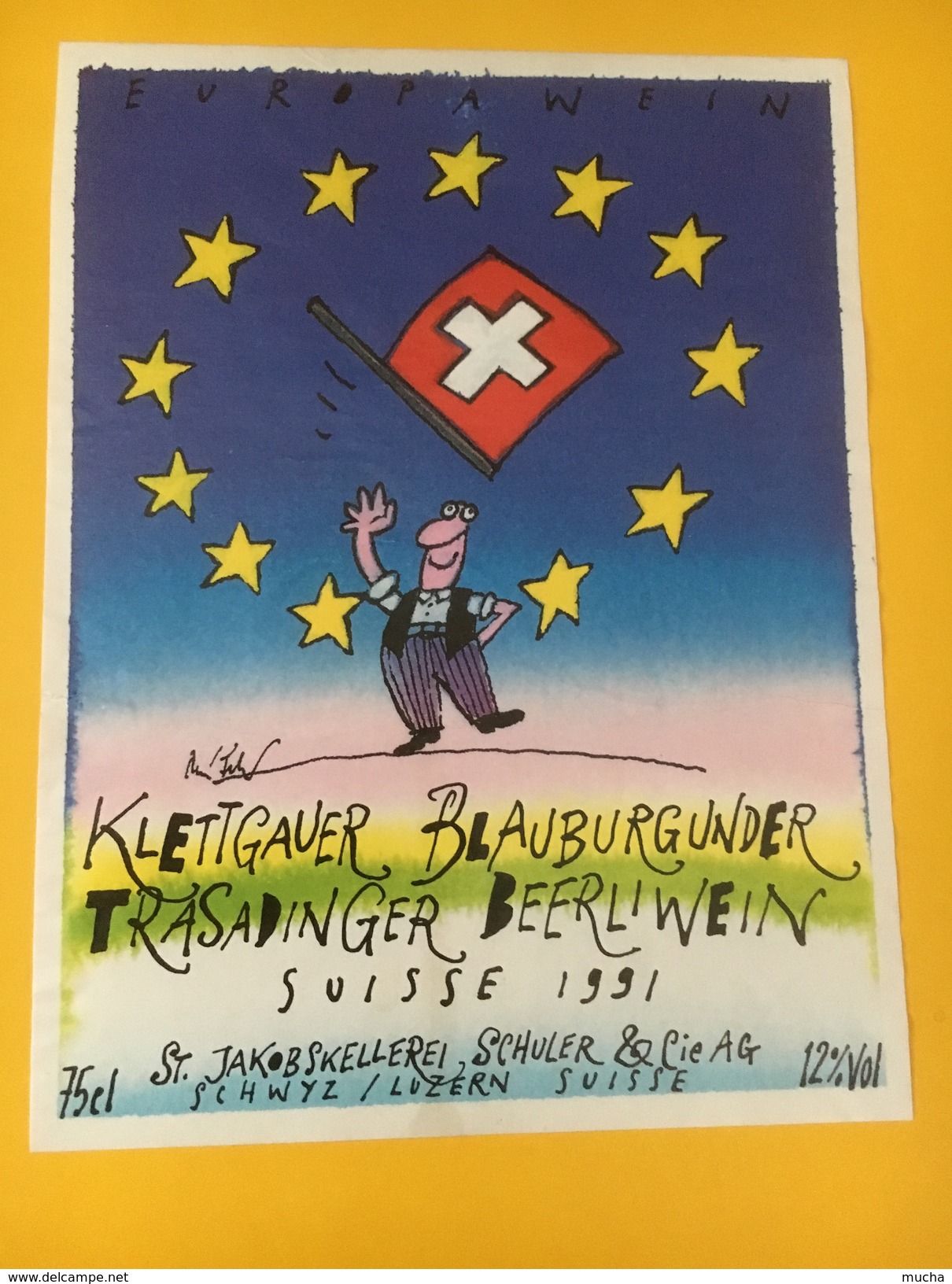 5524 -  Europa Wein Klettgauer Blauburgunder Trasadinger Beerliwein 1991 Suisse - Autres & Non Classés