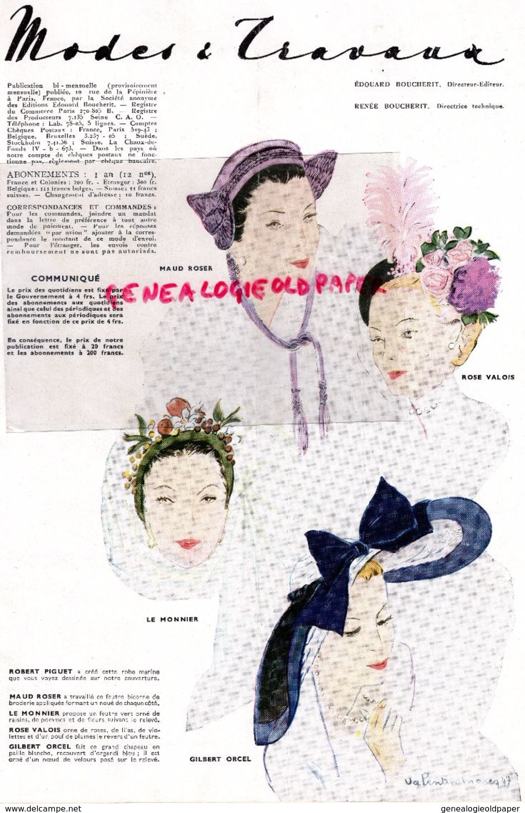 REVUE MODES & TRAVAUX- MAI 1947- MODE-DESSIN DELANO-MAUD ROSER-LE MONNIER-GILBERT ORCEL-ROBERT PIGUET- VALOIS-SCANDALE - Fashion