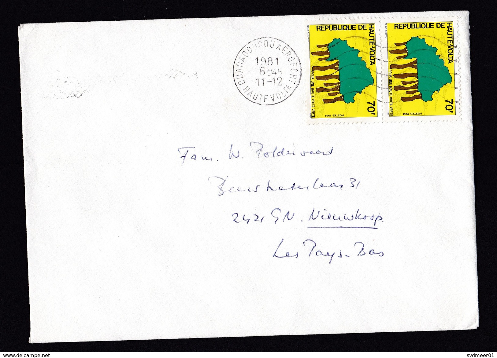 Upper Volta: Cover To Netherlands, 1981, 2 Stamps, Tree, Forest, Environment (traces Of Use) - Opper-Volta (1958-1984)