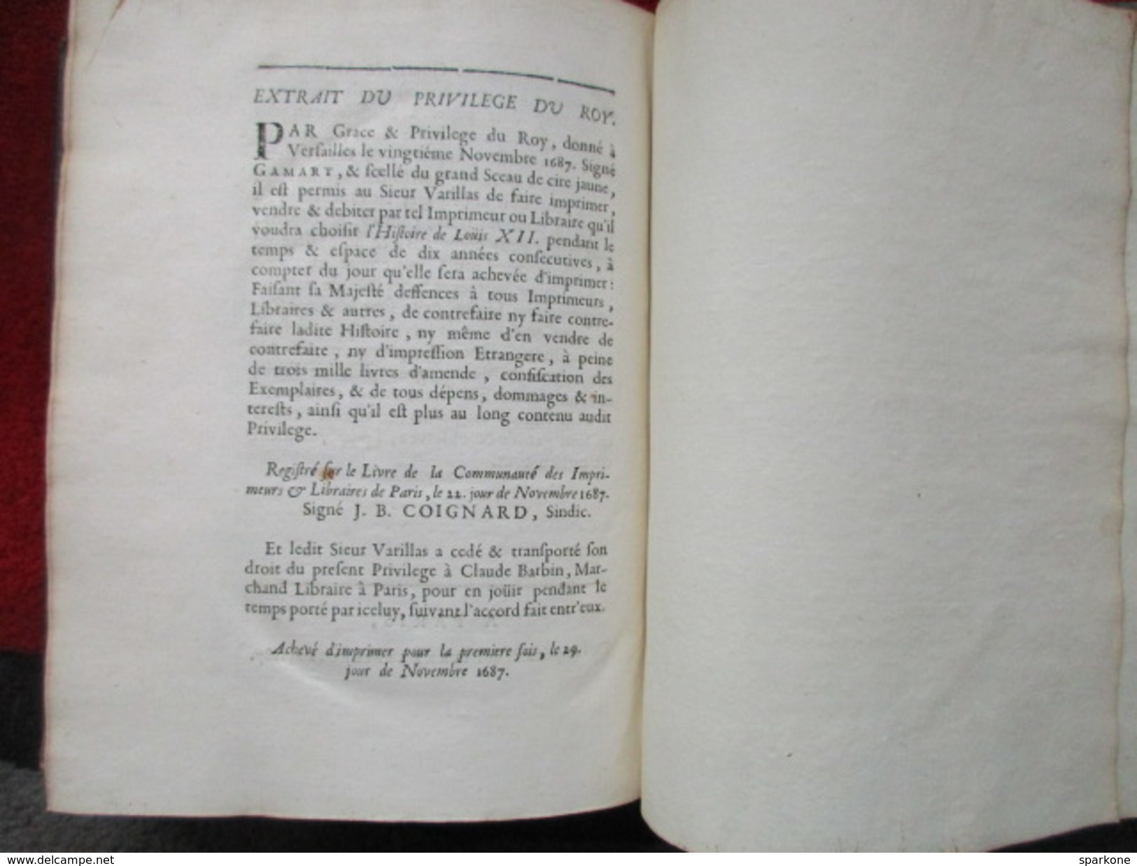 Histoire de Louis XII "Tome 3" (Monsieur Varillas) éditions Claude Barbin de 1688