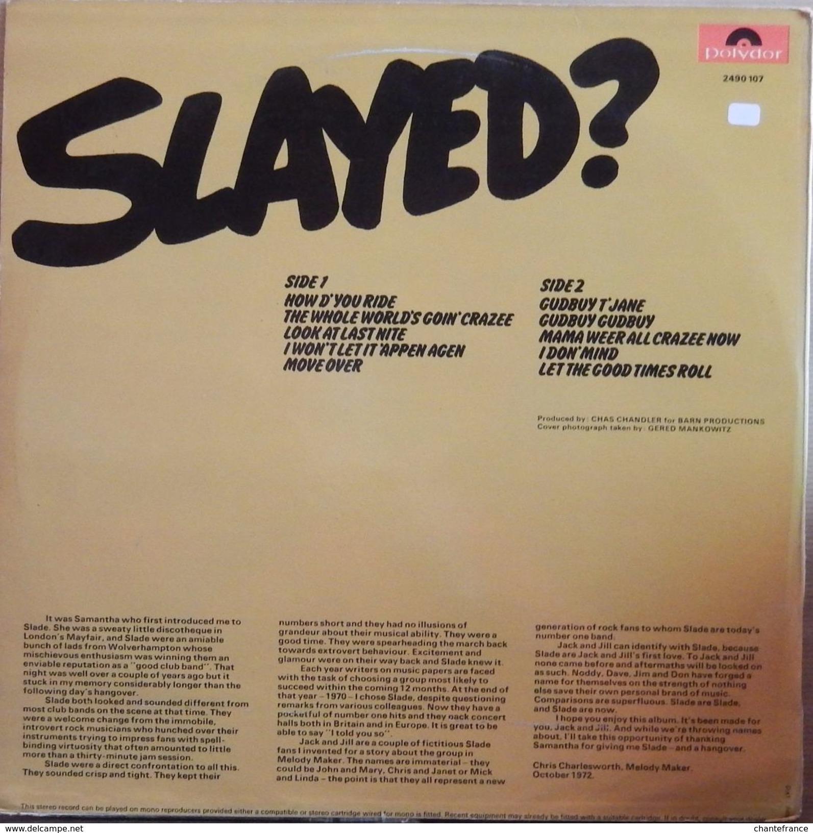 Slade 33t. LP *slayed?* - Hard Rock & Metal