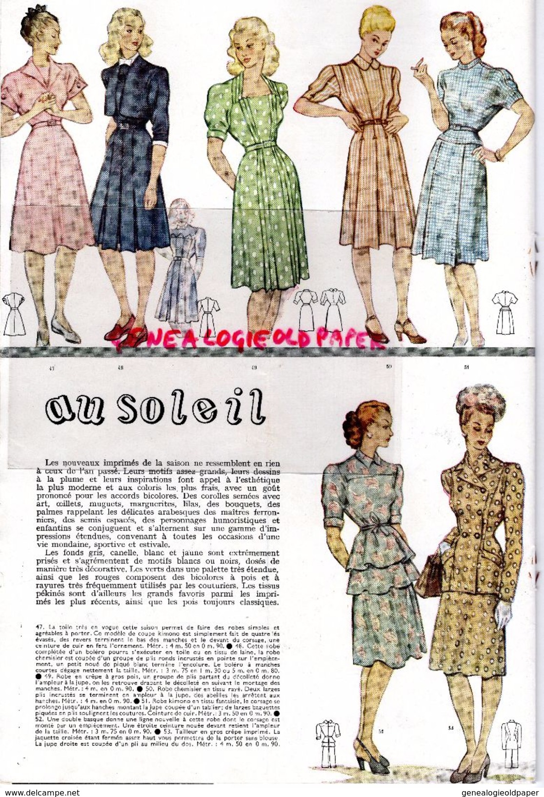 REVUE MODES & TRAVAUX- MAI JUIN 1946- N° 552- MODE-COSTET-LE MONNIER-SYGUR-LEGROUX -LANVIN-MAGGY ROUFF-ROCHAS-LELONG - Fashion