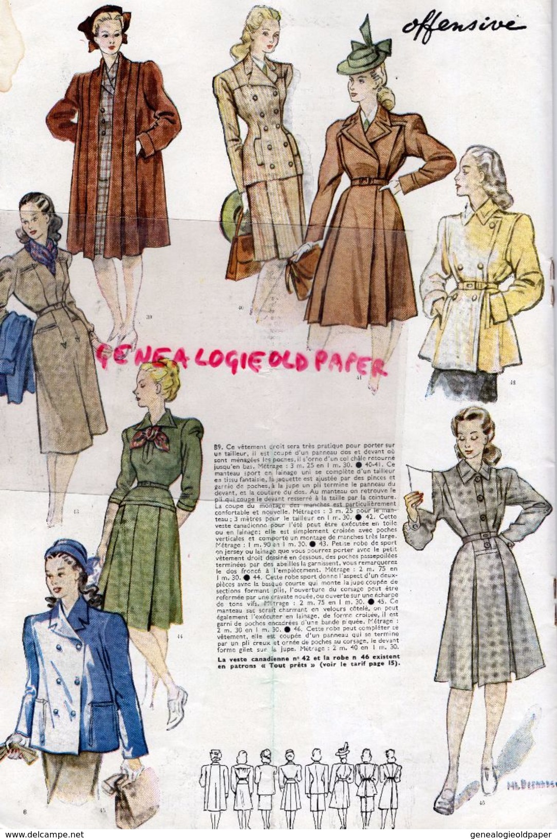 REVUE MODES & TRAVAUX- AVRIL 1946- N° 551- NINA RICCI-WORTH-JEAN PATOU  MODE - Moda