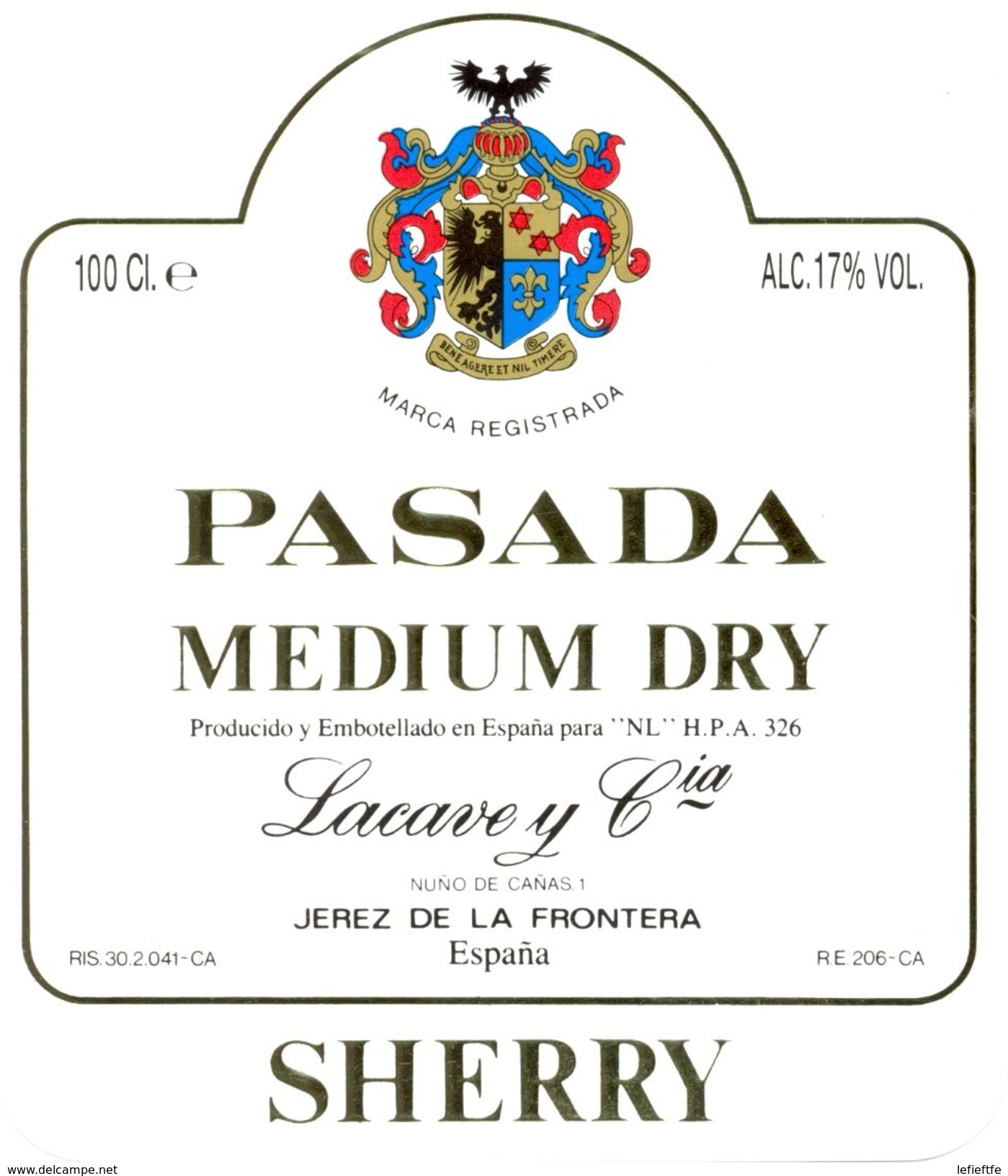 1367 - Espagne - Andalousie - Pasada Medium Dry - Sherry - Lacave Y Cia. - Jerez - Autres & Non Classés