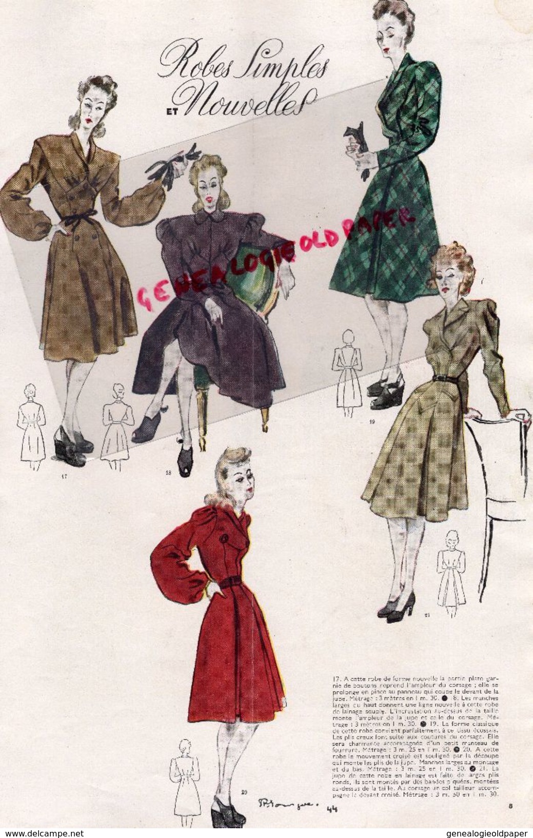 REVUE MODES & TRAVAUX- JANVIER 1945- N° 541- LANVIN-GUERRE 1939-1945-DRAPEAU-  MODE - Fashion