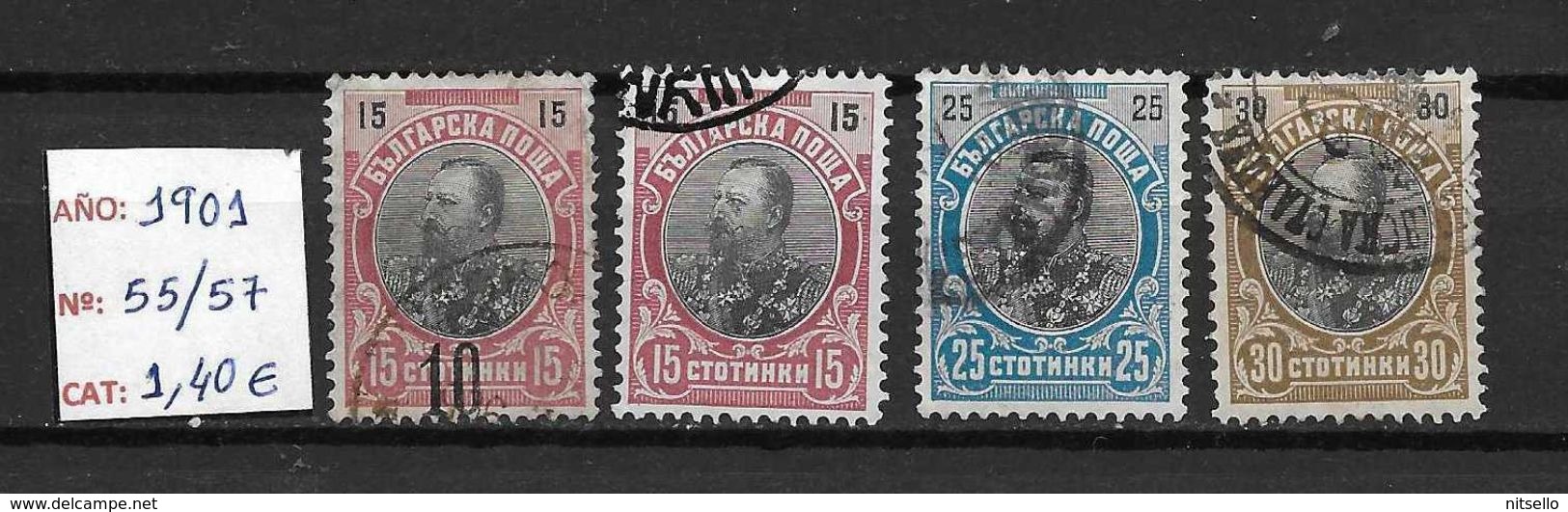 LOTE 1419  ///  BULGARIA  1901     YVERT Nº: 55/57    CATALOG./COTE: 1,40€ - Usados