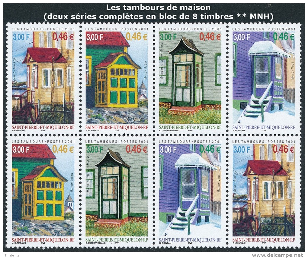 ST-PIERRE ET MIQUELON 2001 - Yv. 746 à 749 En 2 Ex ** TB  Faciale= 3,68 EUR - Tambours De Maison  ..Réf.SPM11234 - Neufs