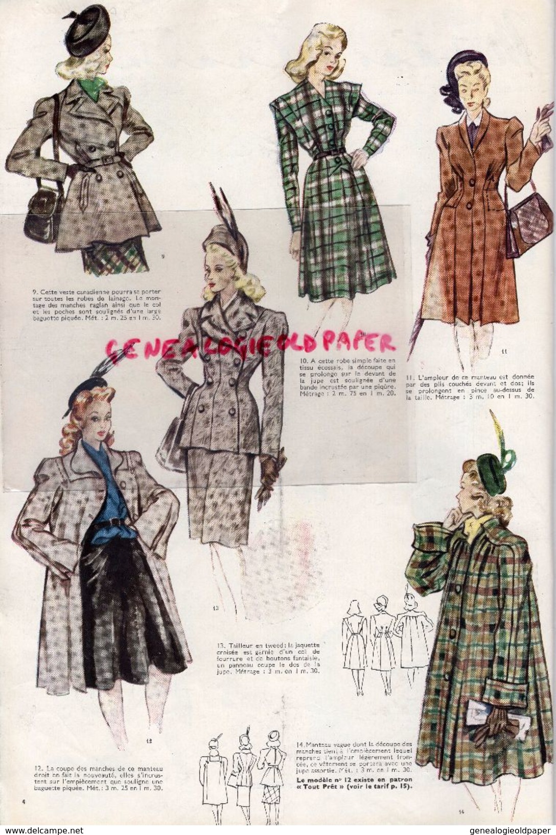 REVUE MODES & TRAVAUX-NOV. DECEMBRE 1945- N° 547-GUERRE MODE-JACQUES FATH-LUCIEN LELONG-LANVIN-MADELEINE DE RAUCH - - Fashion