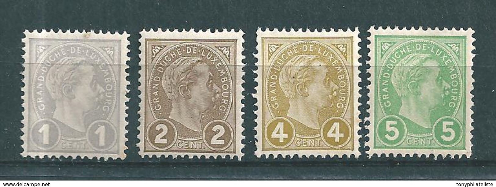 Luxembourg Timbres De 1895 N°69 A 72  Neufs ** Cote 35&euro; - 1895 Adolphe Right-hand Side