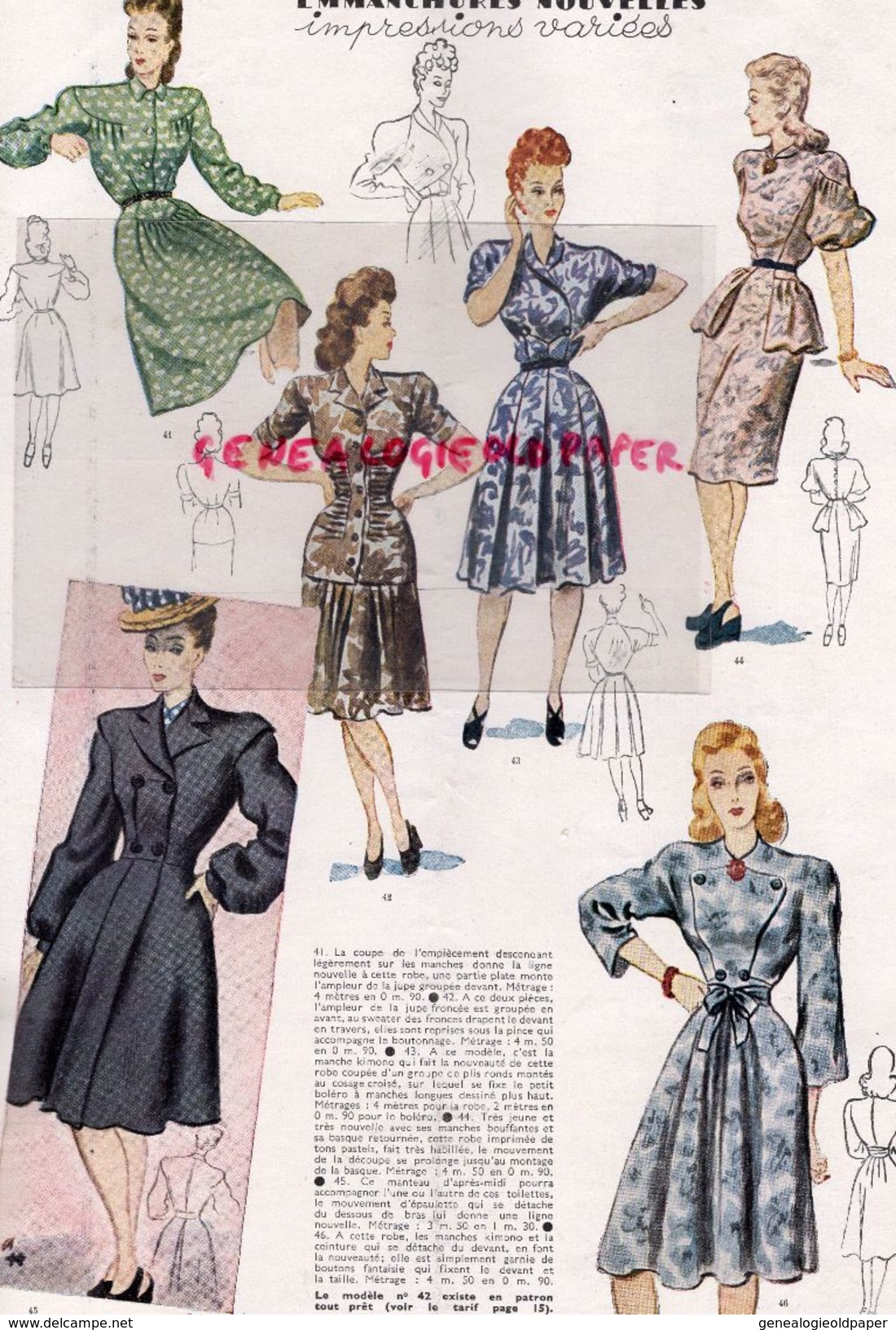 REVUE MODES & TRAVAUX-MAI-JUIN 1945- N° 547-GUERRE MODE-JACQUES FATH-GABRIELLE-LEGROUX-CLAUDE SAINT CYR-COLOMBIER - Fashion