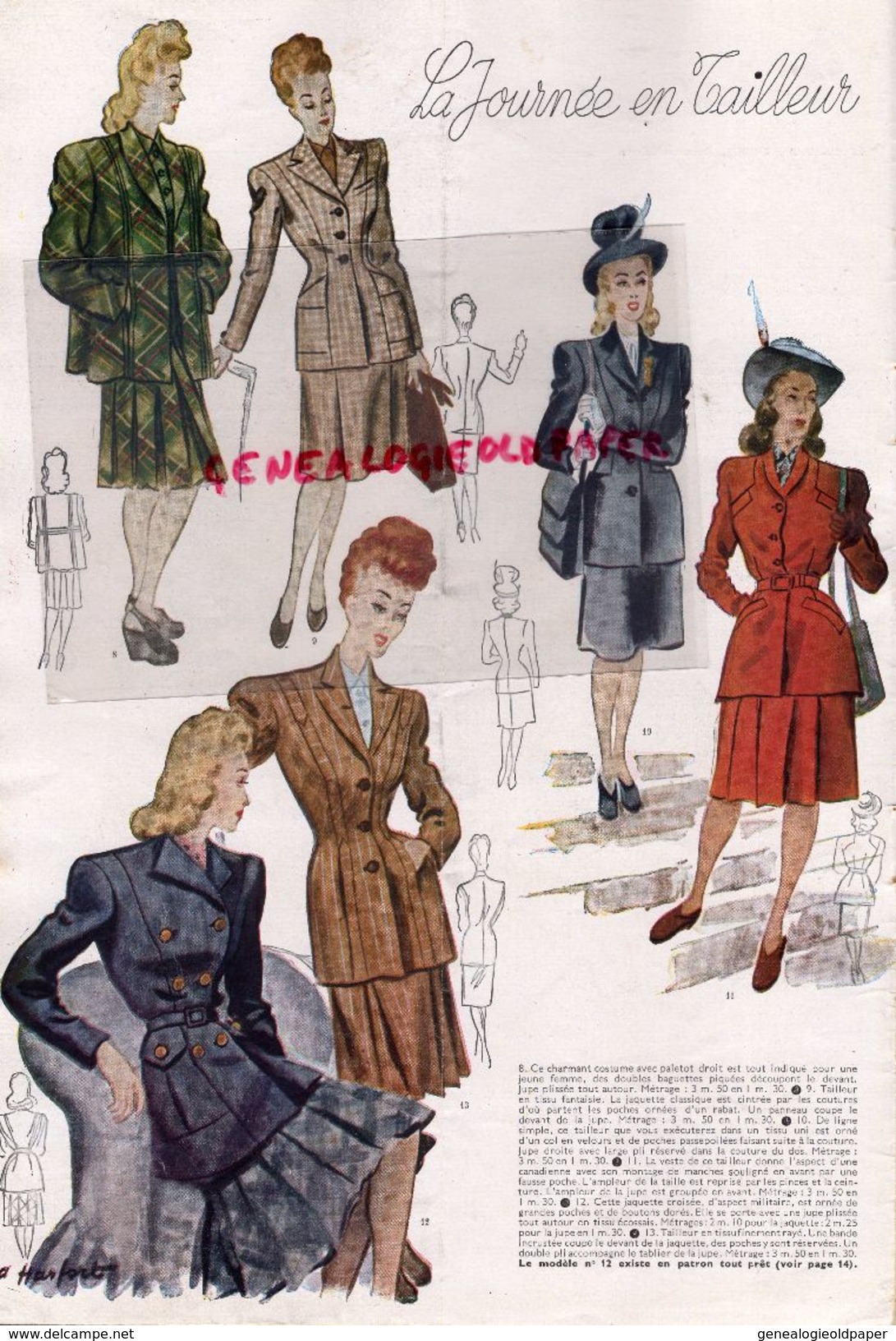 REVUE MODES & TRAVAUX-MARS 1945- N° 542-GUERRE MODE-JACQUES FATH-MOLYNEUX-LANVIN-MARCELLE DORMOY-CARVEN-RAPHAEL - Mode