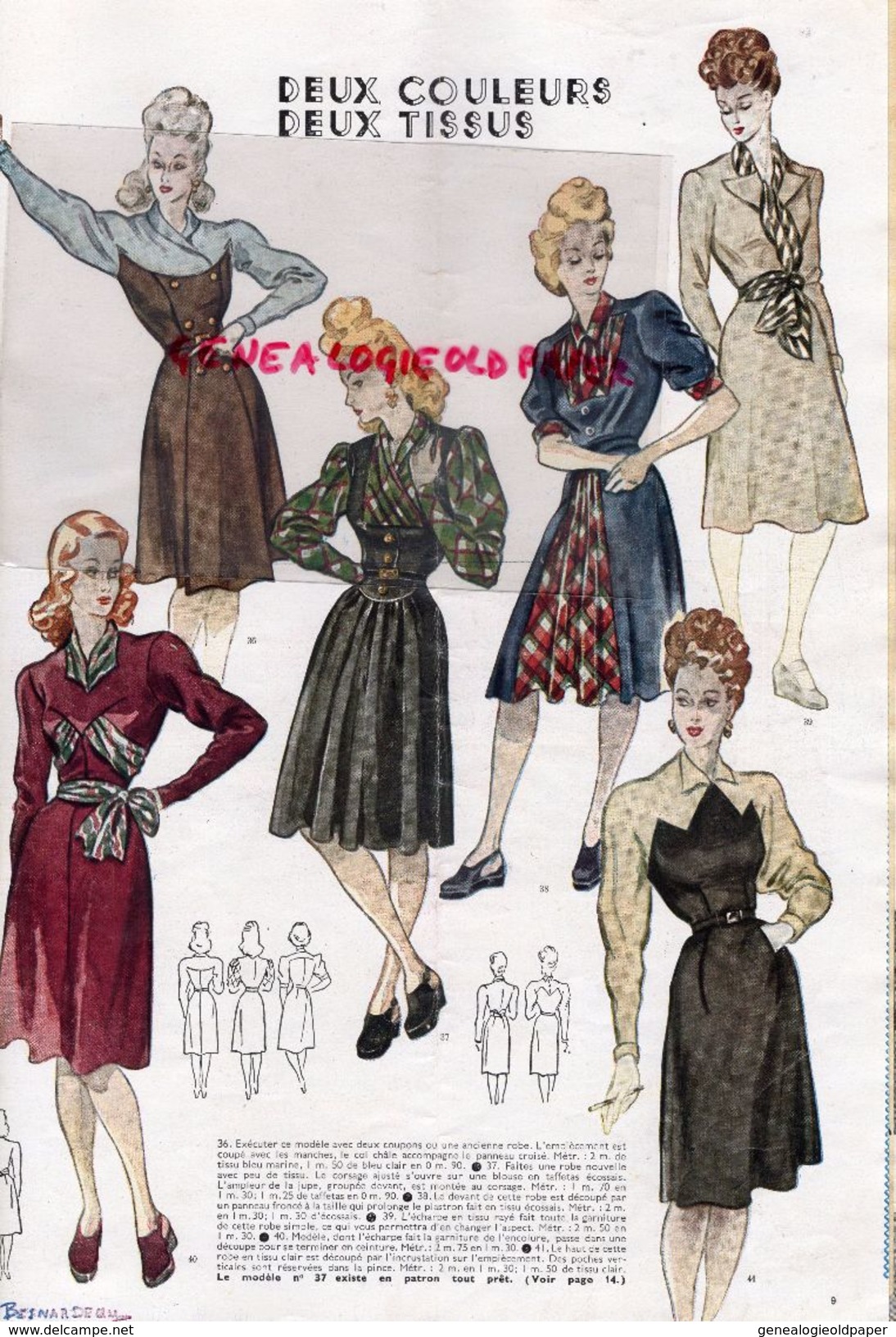 REVUE MODES & TRAVAUX-MARS 1945- N° 542-GUERRE MODE-JACQUES FATH-MOLYNEUX-LANVIN-MARCELLE DORMOY-CARVEN-RAPHAEL - Fashion