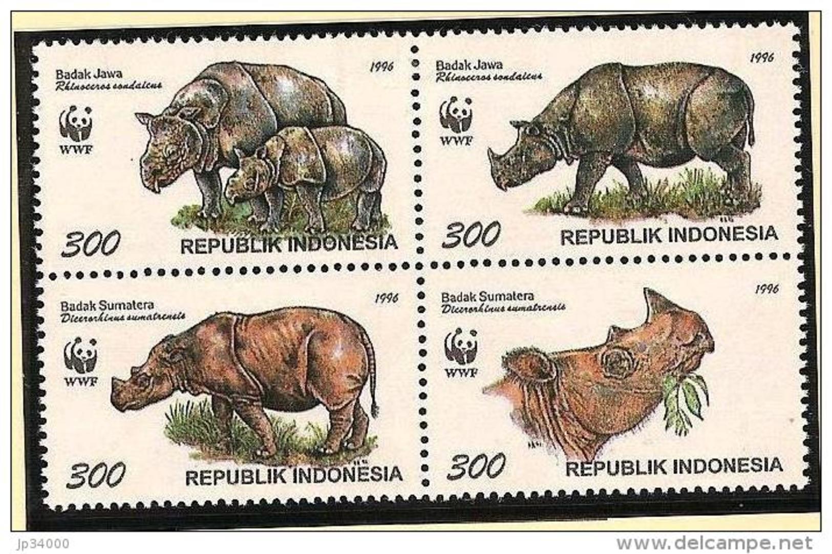 INDONESIE WWF,Le Rhinocéros De Java Et Le Rhinocéros De Sumatra, YVERT 1454/57** Neuf Sans Charniere. MNH - Unused Stamps