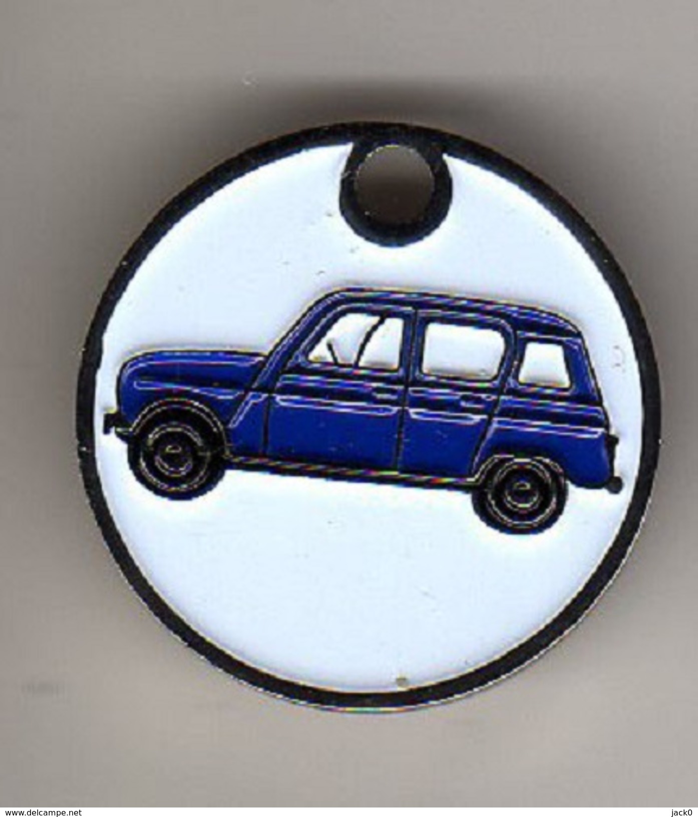 Jeton De Caddie  Argenté  Automobile  RENAULT  4 L  Bleu  Foncé - Jetons De Caddies