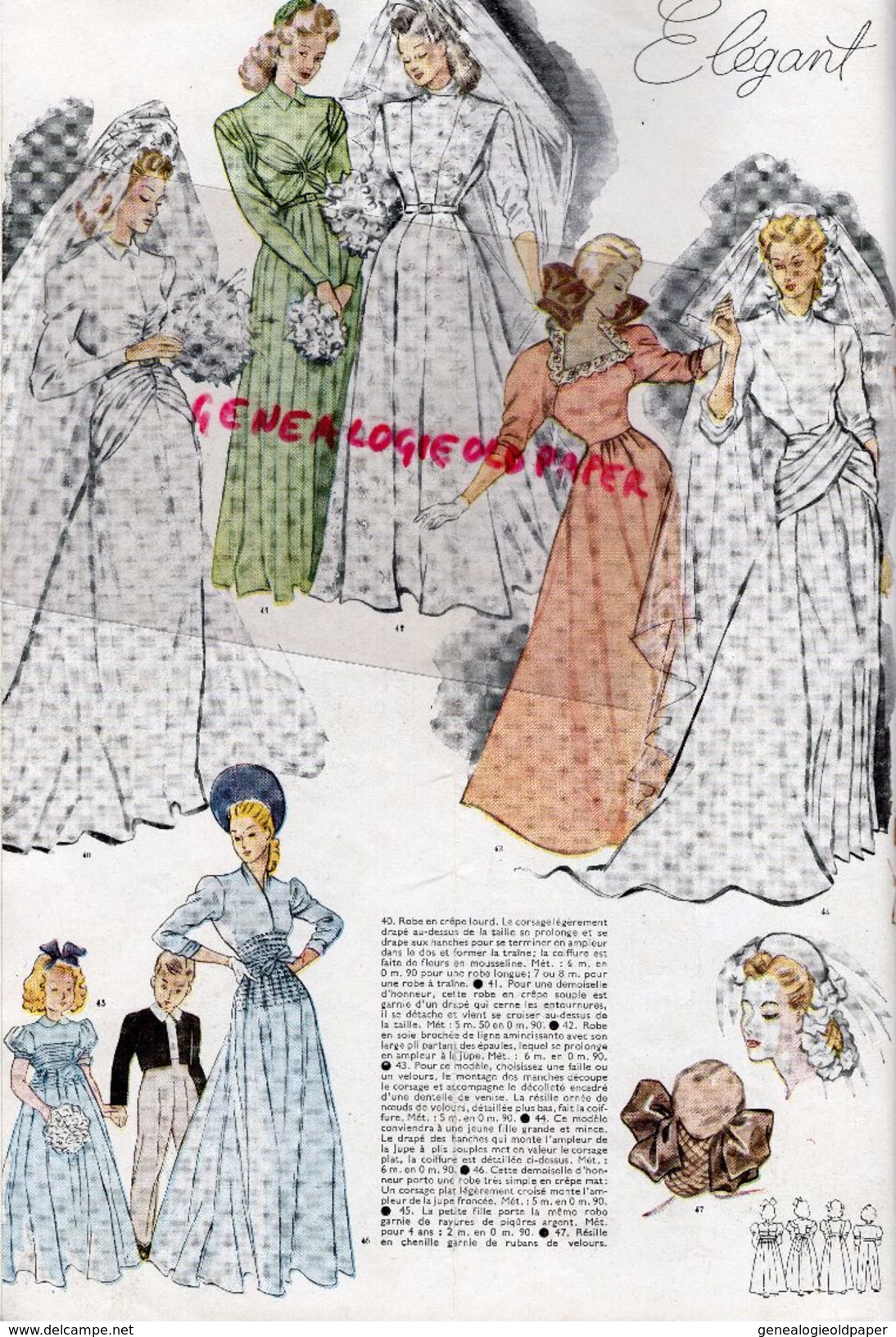 REVUE MODES & TRAVAUX-FEVRIER 1946- N° 549- ROBERT PIGUET-PAQUIN-LELONG-ROBE MARIEE -MARIAGE-MODE - Mode