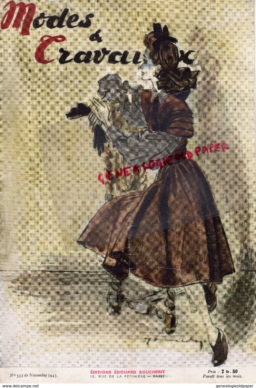 REVUE MODES & TRAVAUX-NOVEMBRE 1943- N° 533- JACQUES FATH-LEGROUX-ALIX MARCELLE TIZEAU-ANNY BLAT-MODE - Moda