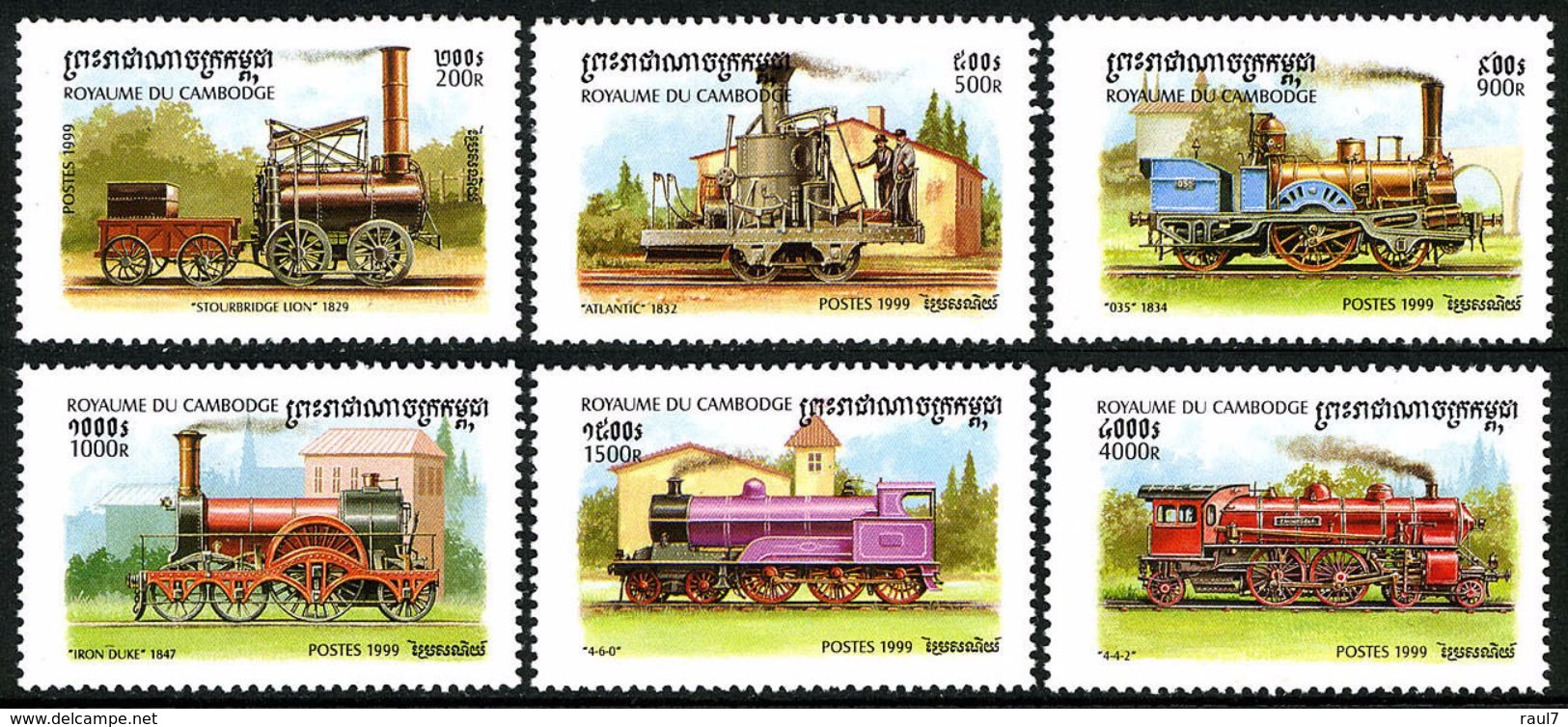 Cambodge 1999 - Anciennes Locomotives à Vapeur - 6 Val Neufs // Mnh - Cambodia