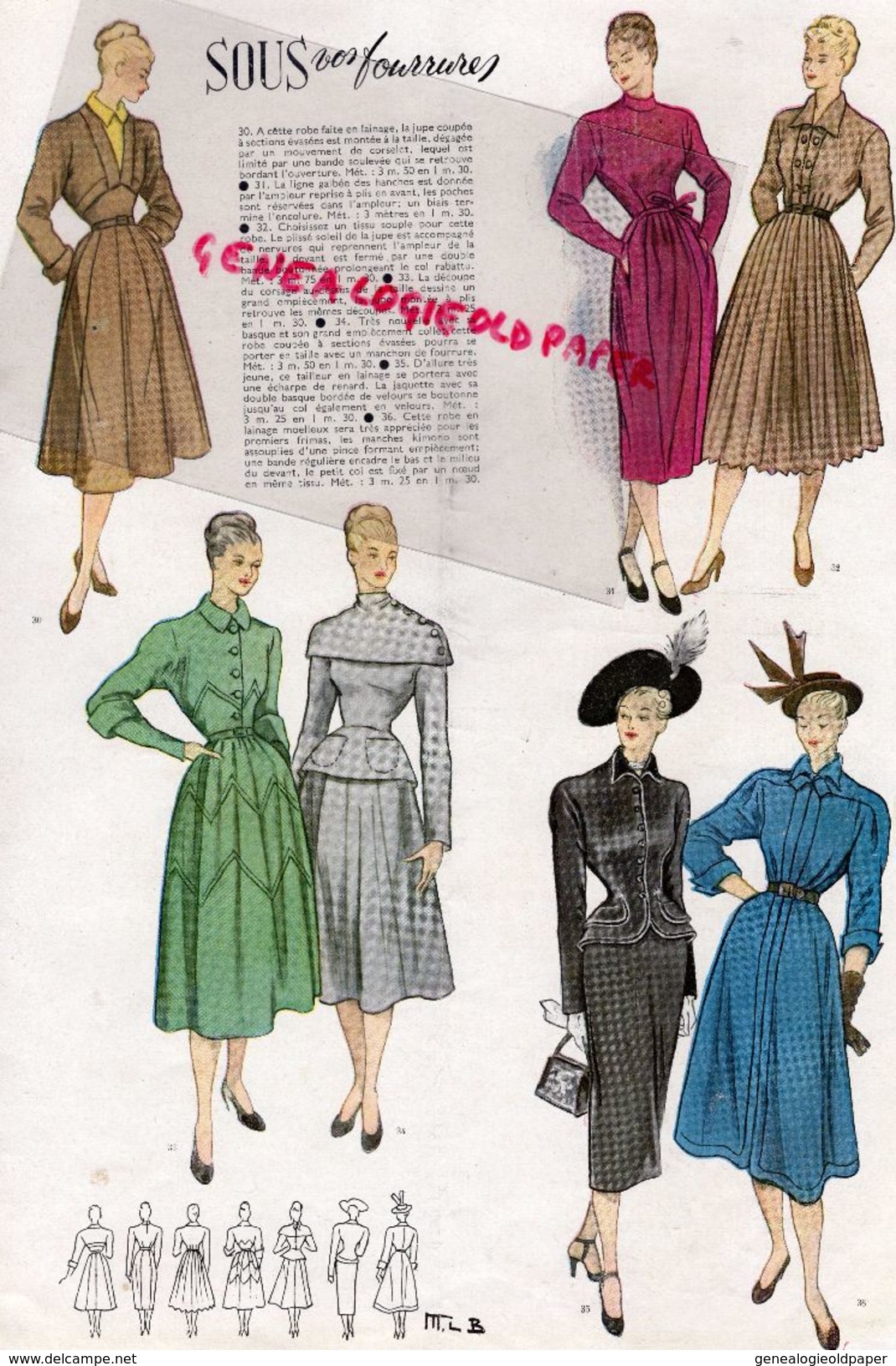 REVUE MODES & TRAVAUX-NOVEMBRE 1947- N° 564- CHAPEAU MAUD ROSE-LEGROUX-LE MONNIER  MODE - Mode