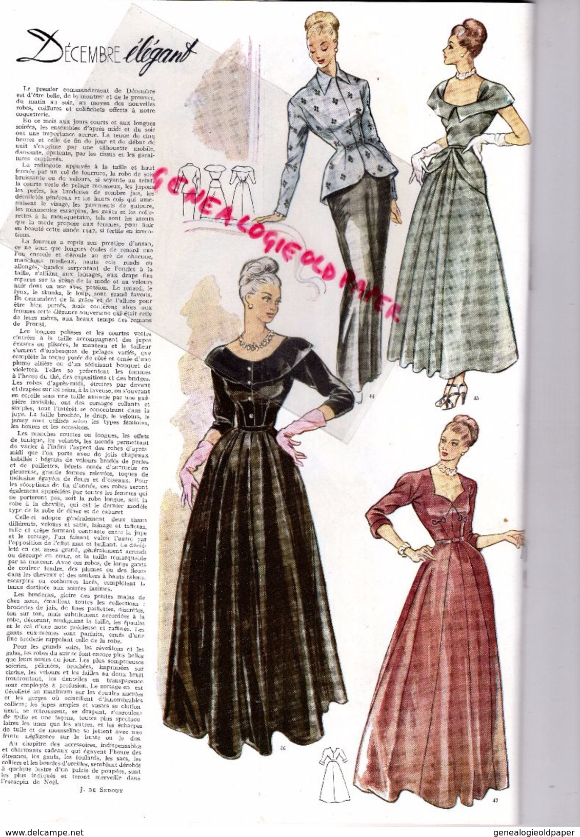 REVUE MODES & TRAVAUX-DECEMBRE 1947- N° 565- CHRISTIAN DIOR-ROBERT PIGUET-JACQUES GRIFFE-JEANNE LANVIN- BAL-MODE - Mode