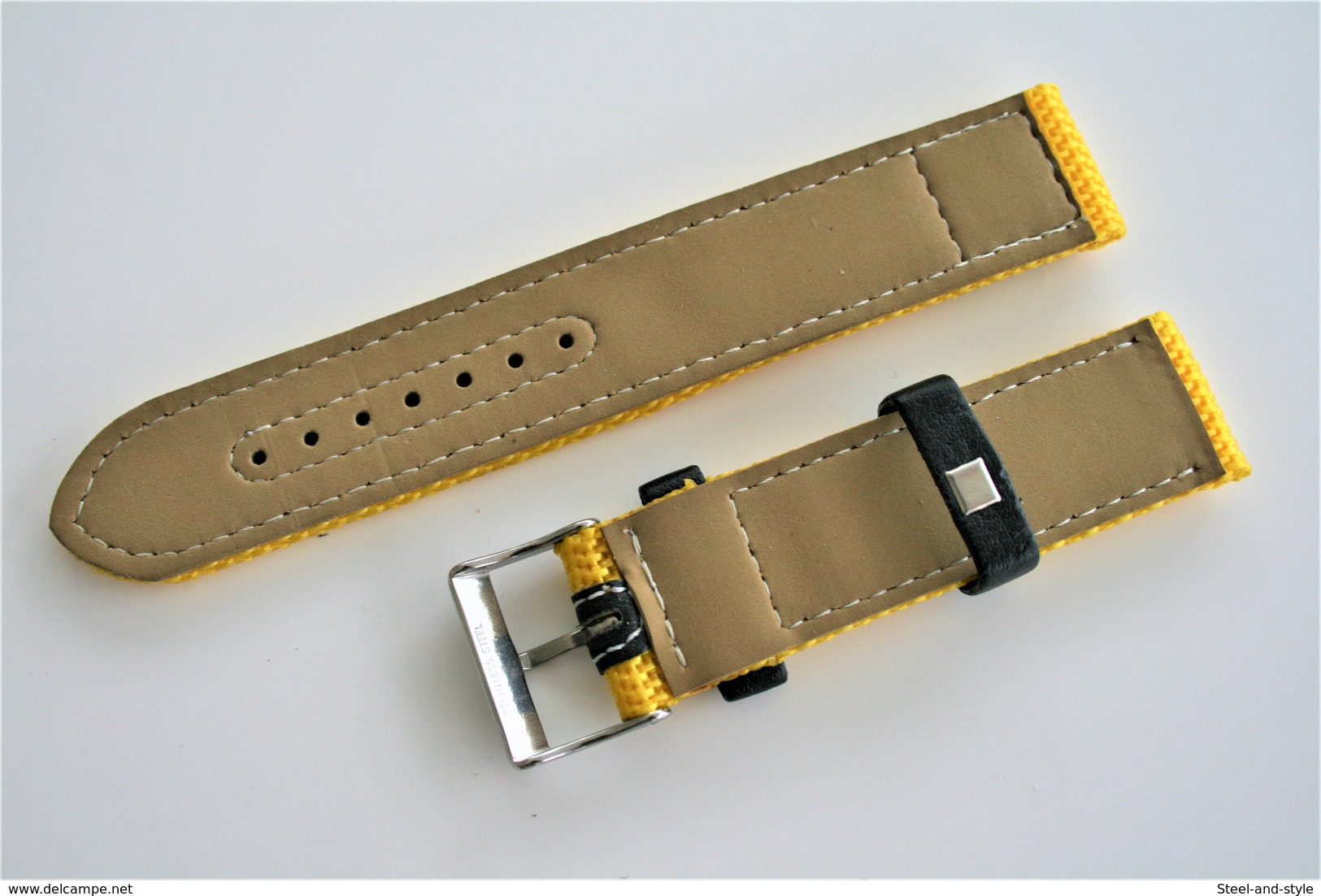 Watches BANDS : MINOTT Sport-Watch - 20mm - Yellow - Original - Stainless Steel Buckle - New - Autres & Non Classés