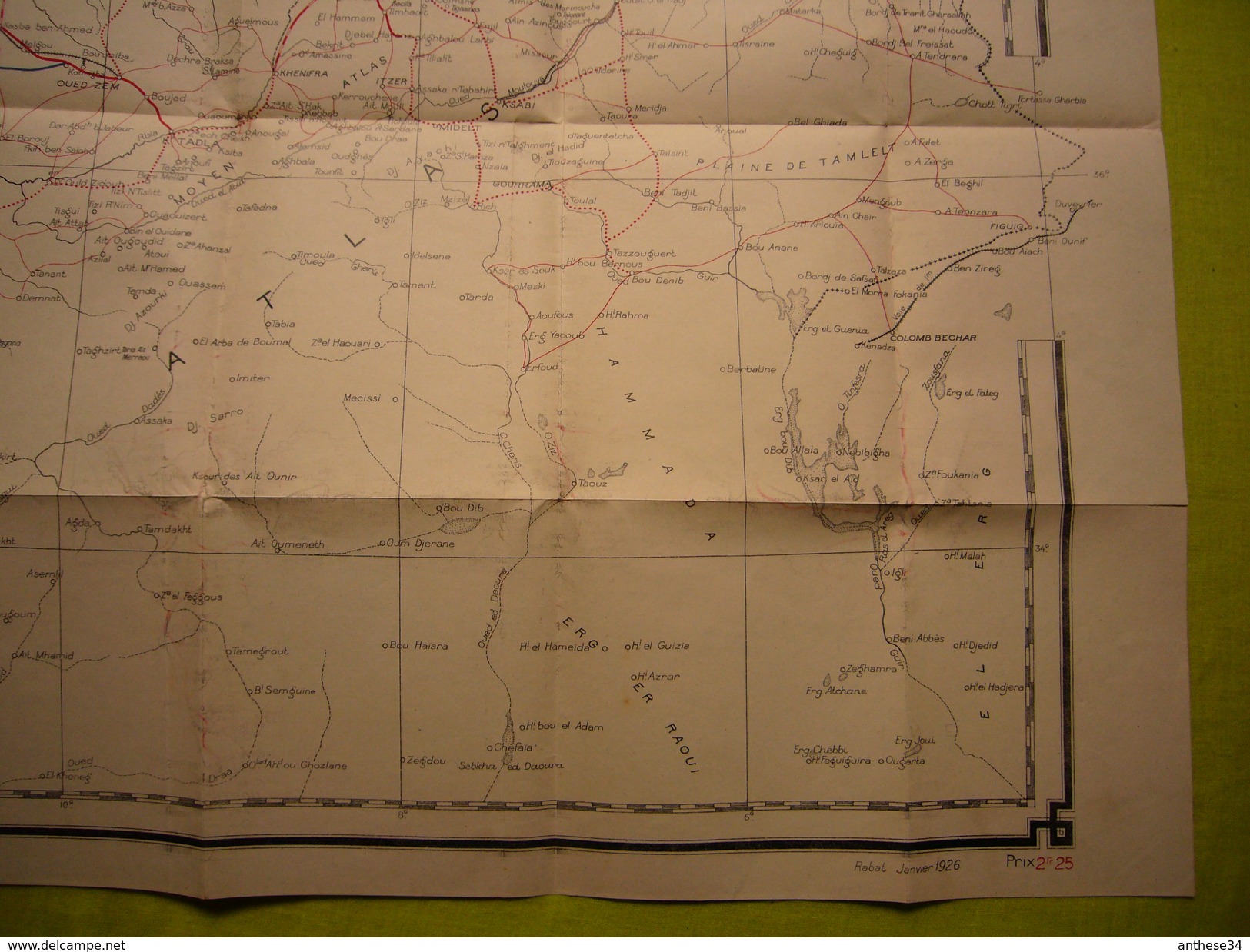 Belle Carte Du Maroc Routes Et Chemins De Fer 1926 - Wereld