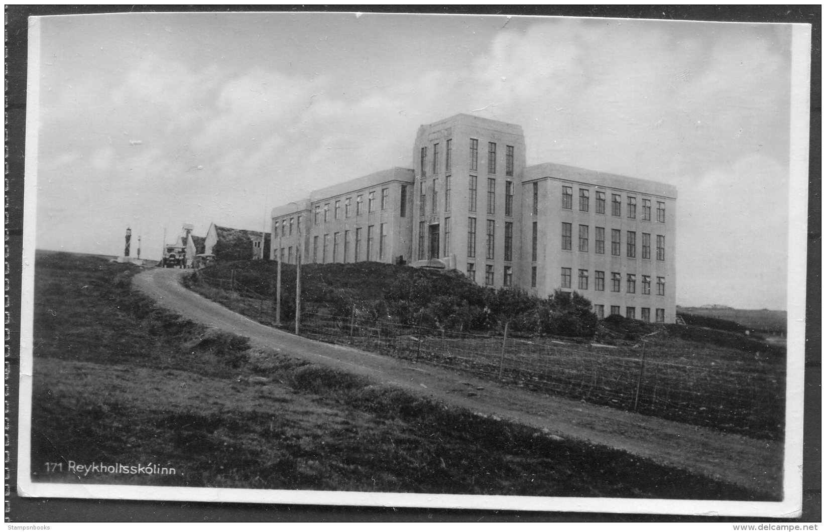 1940 (24/12) Iceland Reykholtsskolinn Postcard 10aur Dynjandi Waterfall Reykjavik Bridge Machine Cancel - Storia Postale