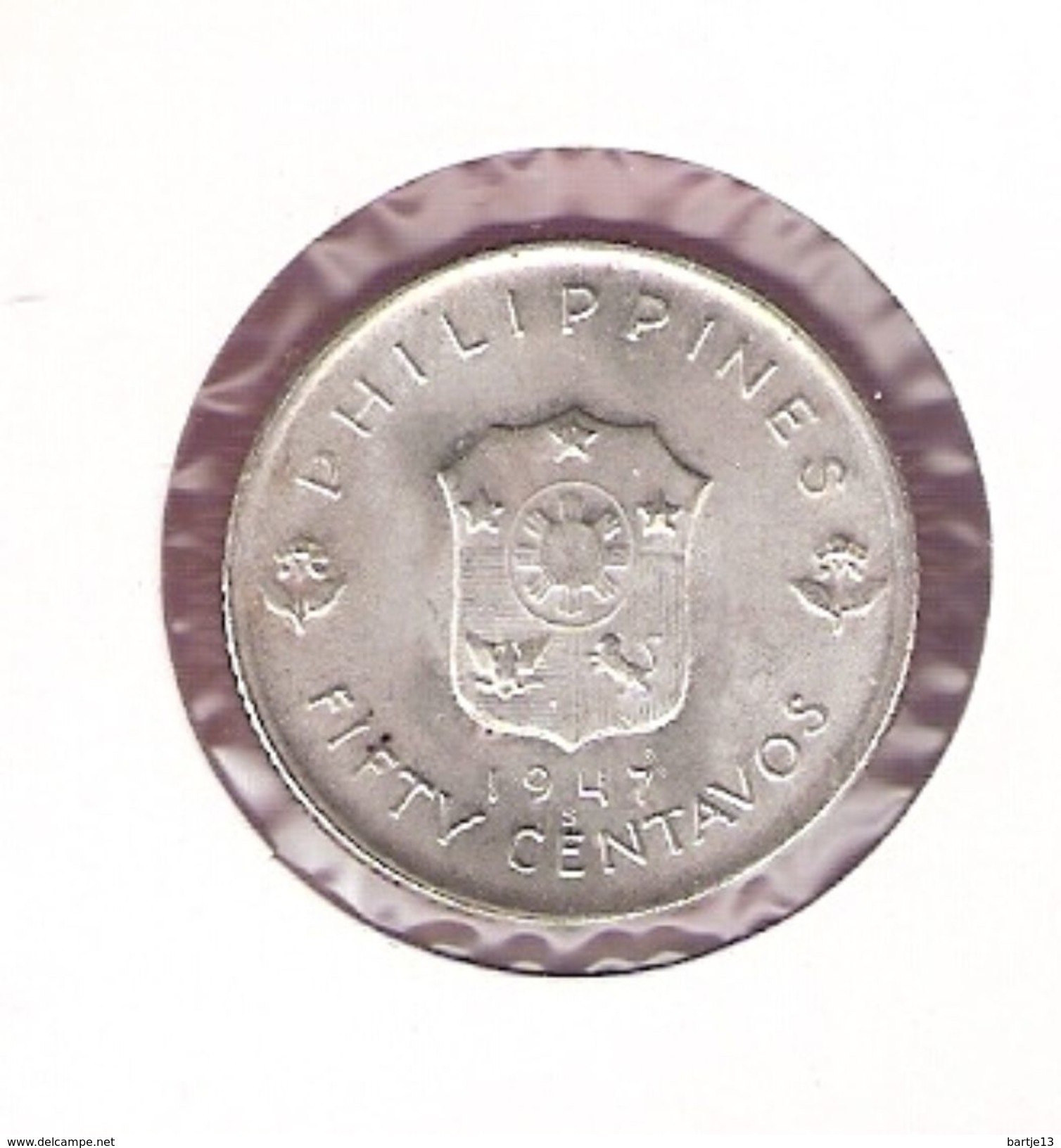 PHILIPPIJNEN 50 CENTAVOS 1947S SILVER UNC. TYPE COIN - Philippines