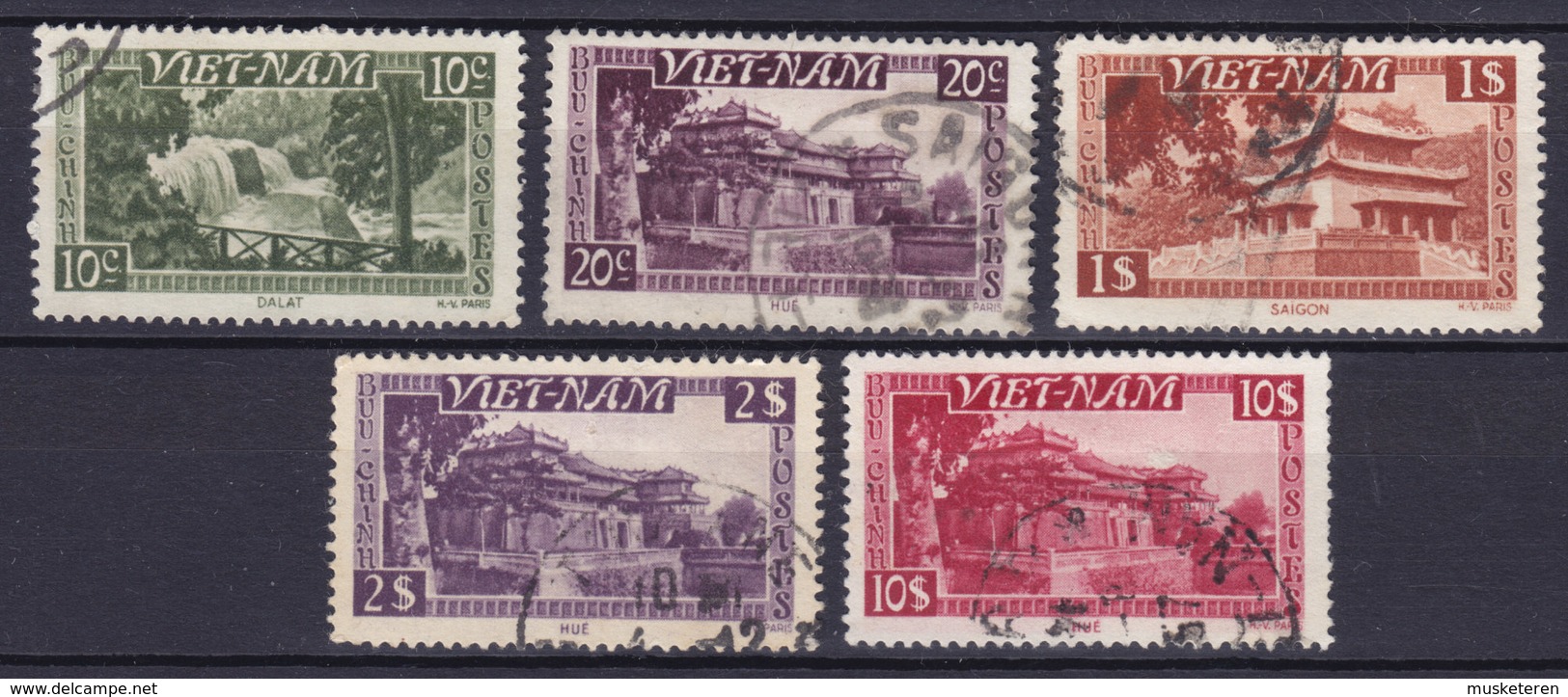 Vietnam  1951 Mi. 61-62, 66, 68, 71 Pongour-Fall Da,  Lat Alter Kaiserpalast, Hue - Vietnam