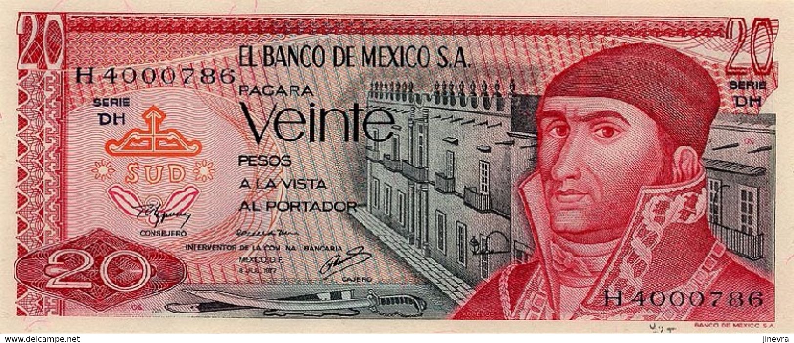 MEXICO 20 PESOS 1977 PICK 64d UNC - Mexico