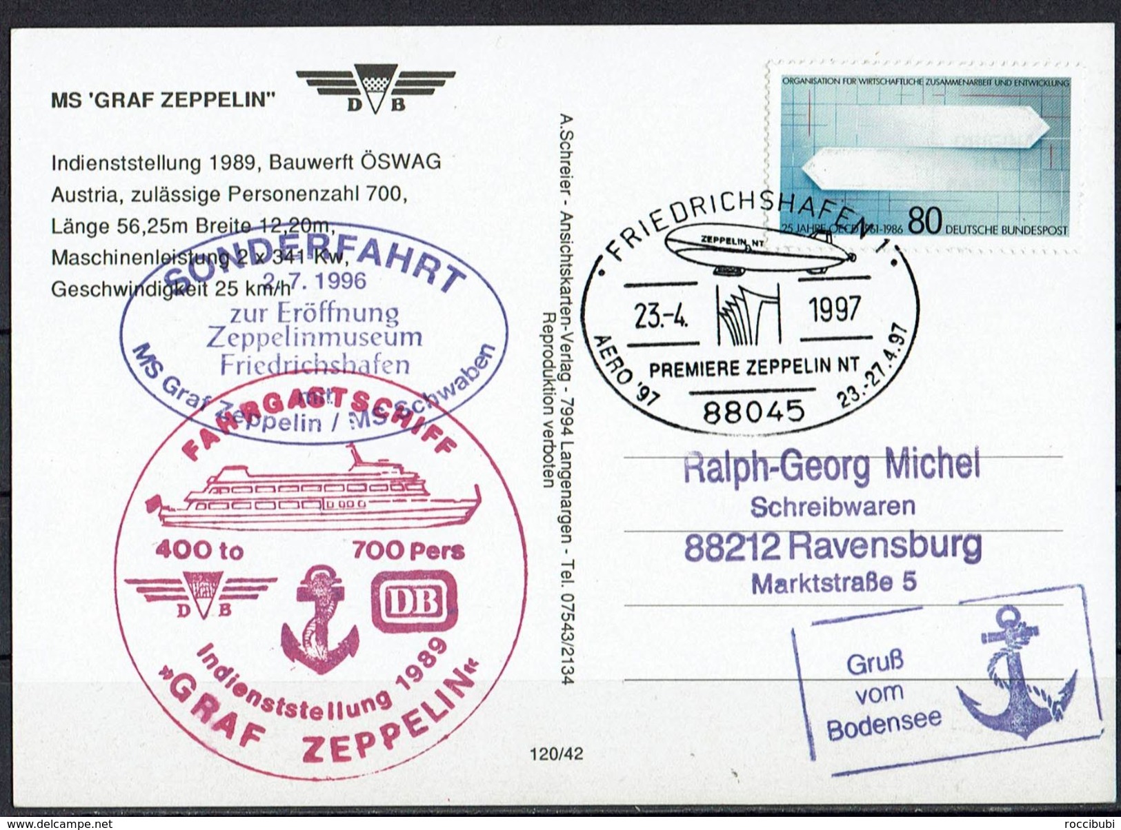 Schiffahrt Bodensee, Sonderstempel & Marke - Fähren