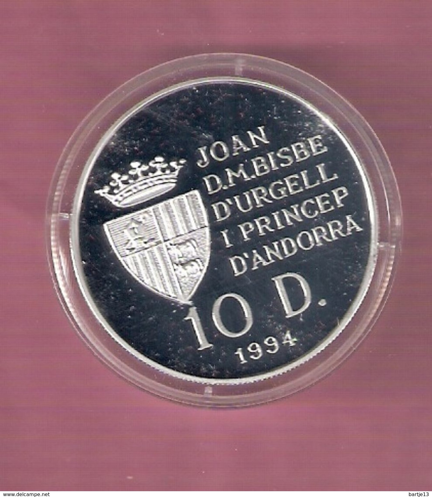 ANDORRA 10 DINARA 1994 SILVER PROOF OLYMPICS CYCLING 1995 - SCRATCHES ONLY ON CAPSEL - Andorra