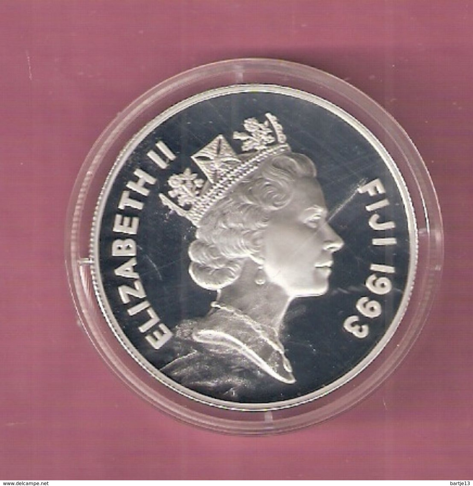 FIJI 10 DOLLARS 1993 SILVER PROOF OLYMPIC GAMES WRESTLING - SCRATCHES ONLY ON CAPSEL - Fiji