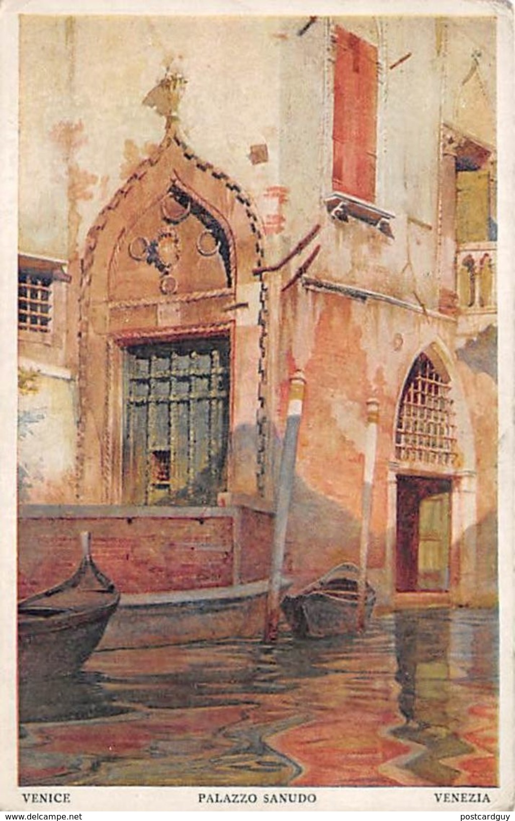 2 Postcards - Venezia - Palazzo Sanudo & Ingresso Al Canal Grande - LITHO MEDICI SOCIETY LONDON - Venetië (Venice)