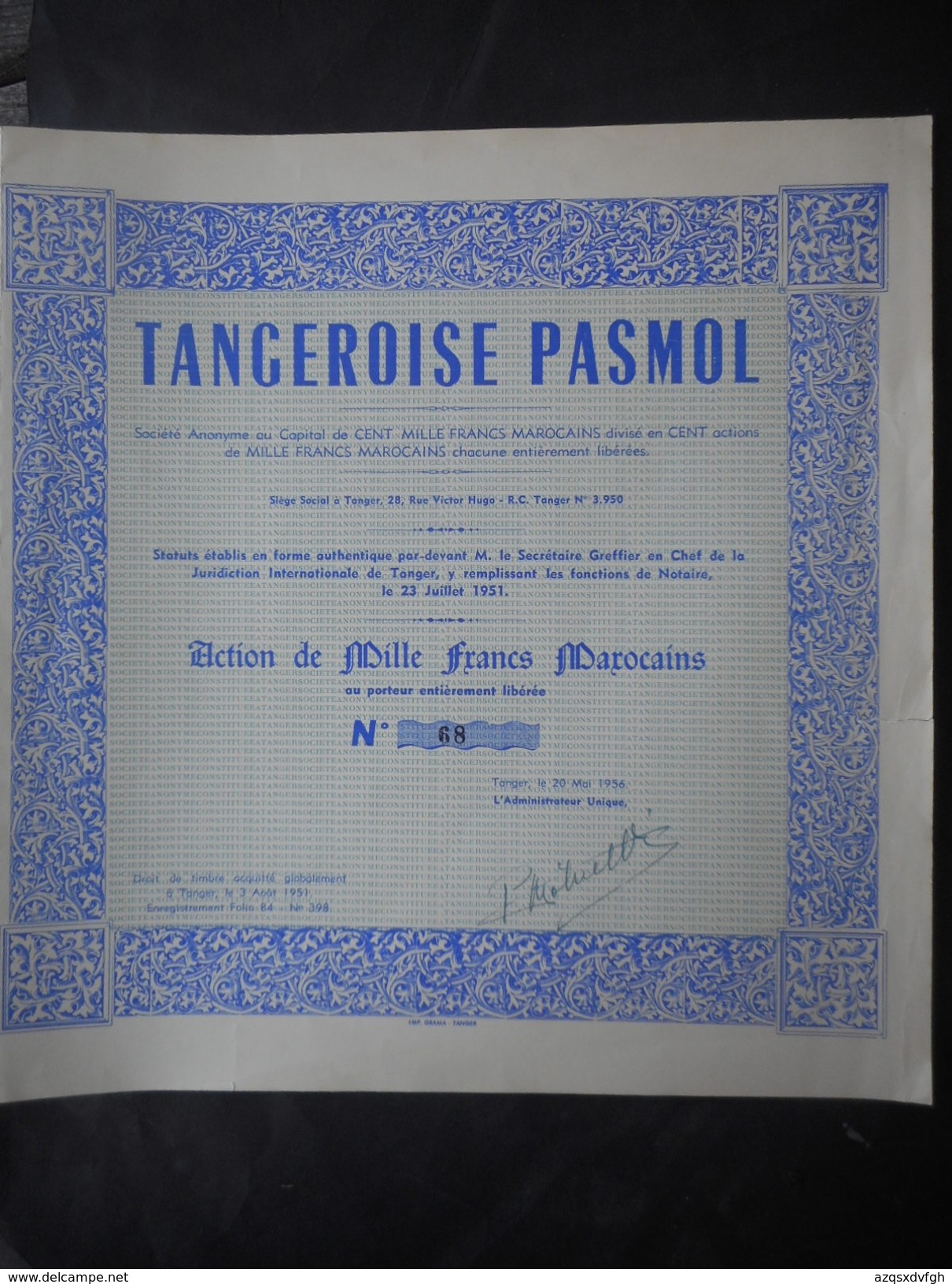 TANGEROISE PASMOL             1956        TANGER MAROC - Afrika