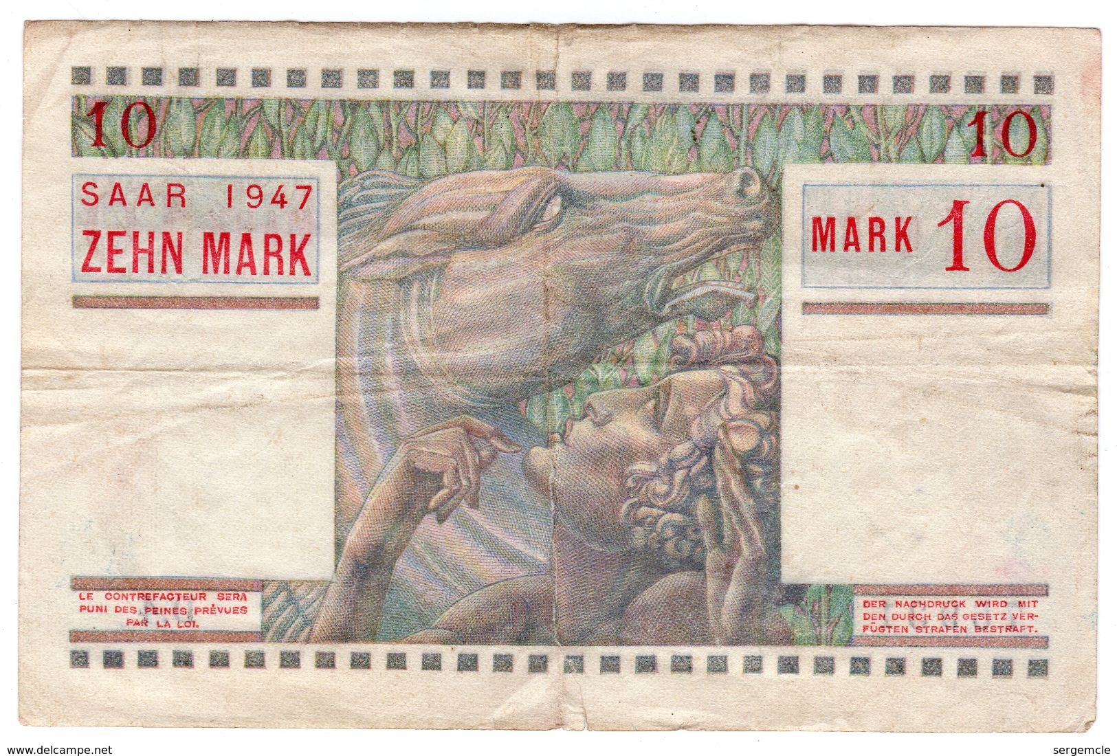 Rare  : 10 MARK - SARRE 1947 - 1947 Sarre