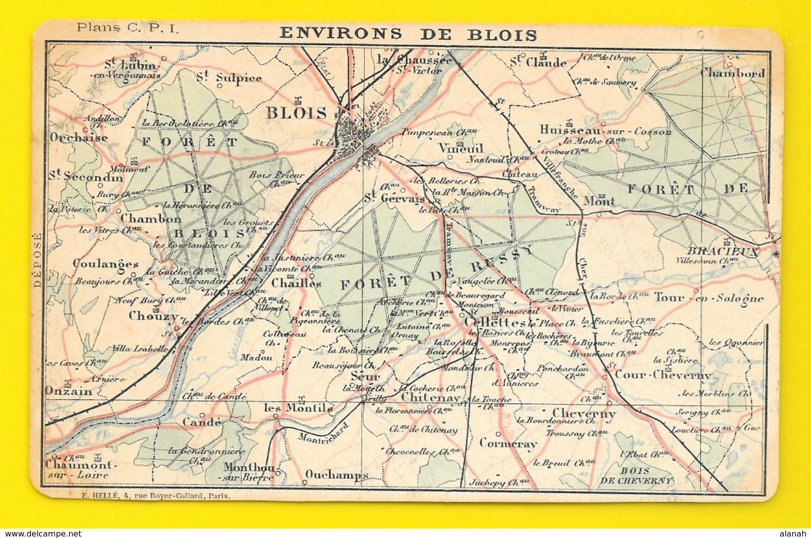 Carte Géographique Des Environs De BLOIS (C.P.I) Loir & Cher (41) - Blois